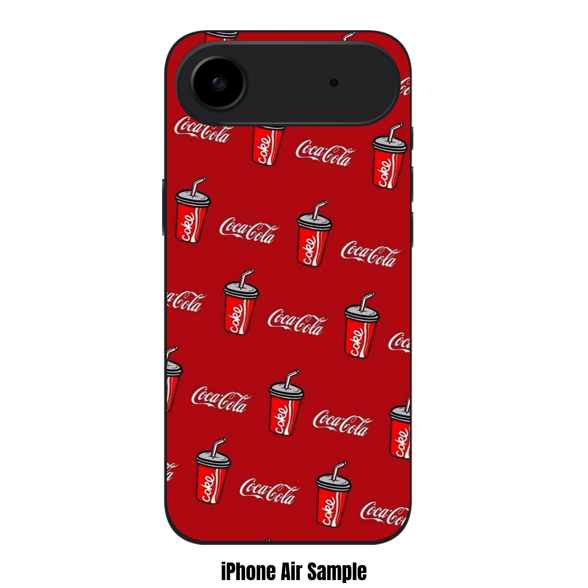 Coca Cola Phone Case For iPhone Samsung Galaxy Pixel - Coca Cola Cups And Logos Pattern On Red Background