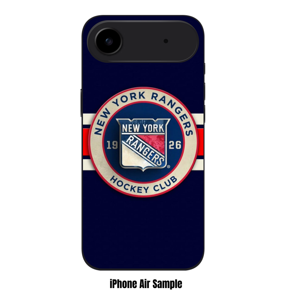 NHL New York Rangers Phone Case For iPhone Samsung Galaxy Pixel - New York Rangers Roundel Logo And Horizontal Stripes On Navy Blue Background