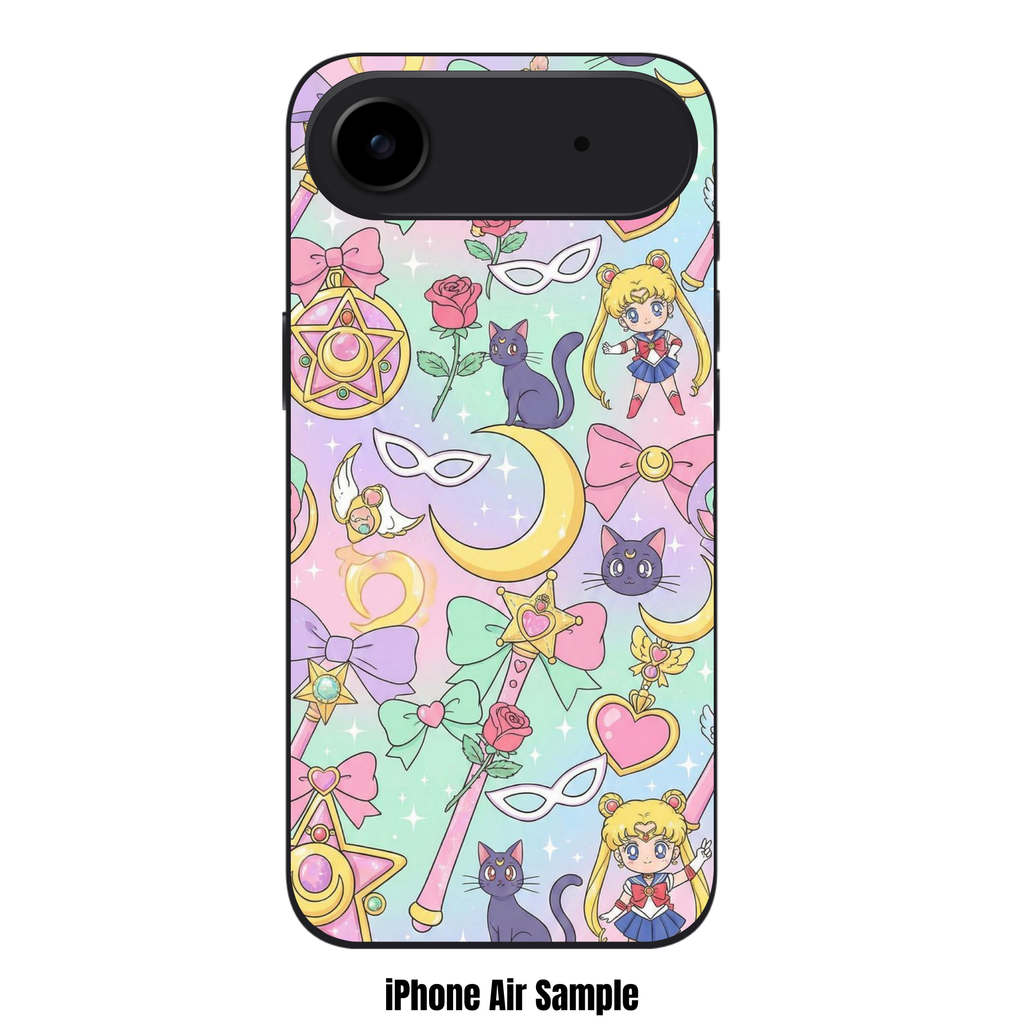 Sailor Moon Phone Case For iPhone Samsung Galaxy Pixel - Sailor Moon Chibi Characters And Magical Items On Pastel Gradient Background