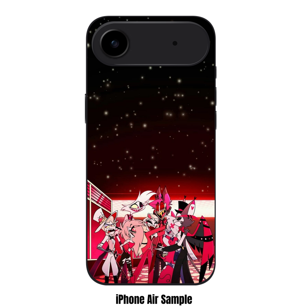 Hazbin Hotel Phone Case For iPhone Samsung Galaxy Pixel - Hazbin Hotel Cast Group Hug Under Starry Night Sky Background