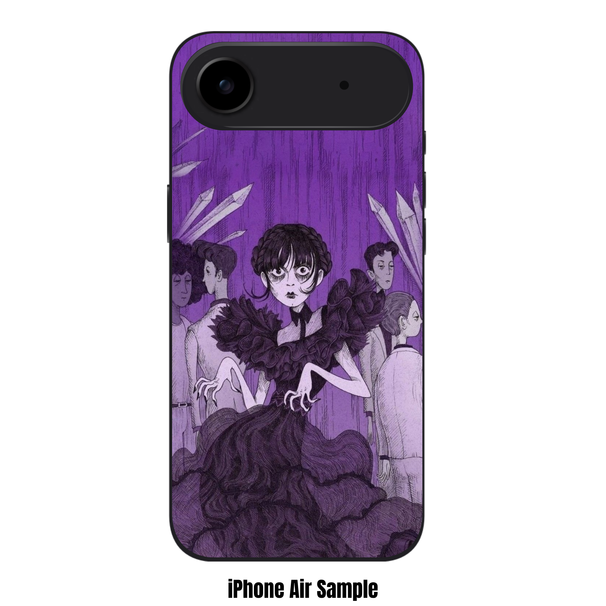 Wednesday Phone Case For iPhone Samsung Galaxy Pixel - Wednesday Addams Dancing In Black Dress On Purple Background