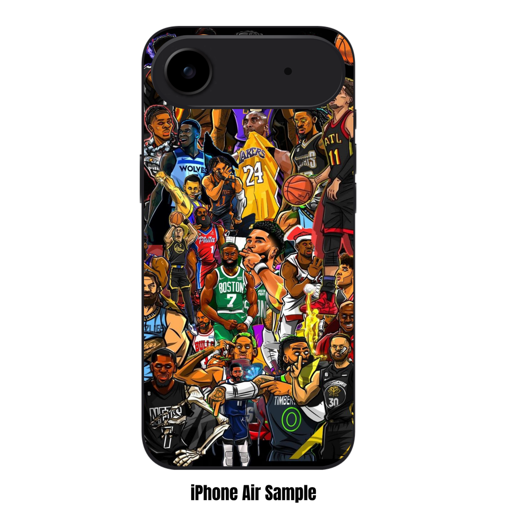 NBA Phone Case For iPhone Samsung Galaxy Pixel - NBA Players And Legends Artistic Collage On Black Background