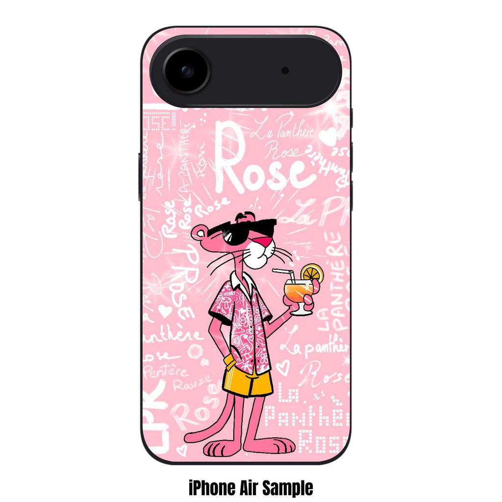 Pink Panther Phone Case For iPhone Samsung Galaxy Pixel - Pink Panther In Hawaiian Shirt With Cocktail And Graffiti Text In Pink Background