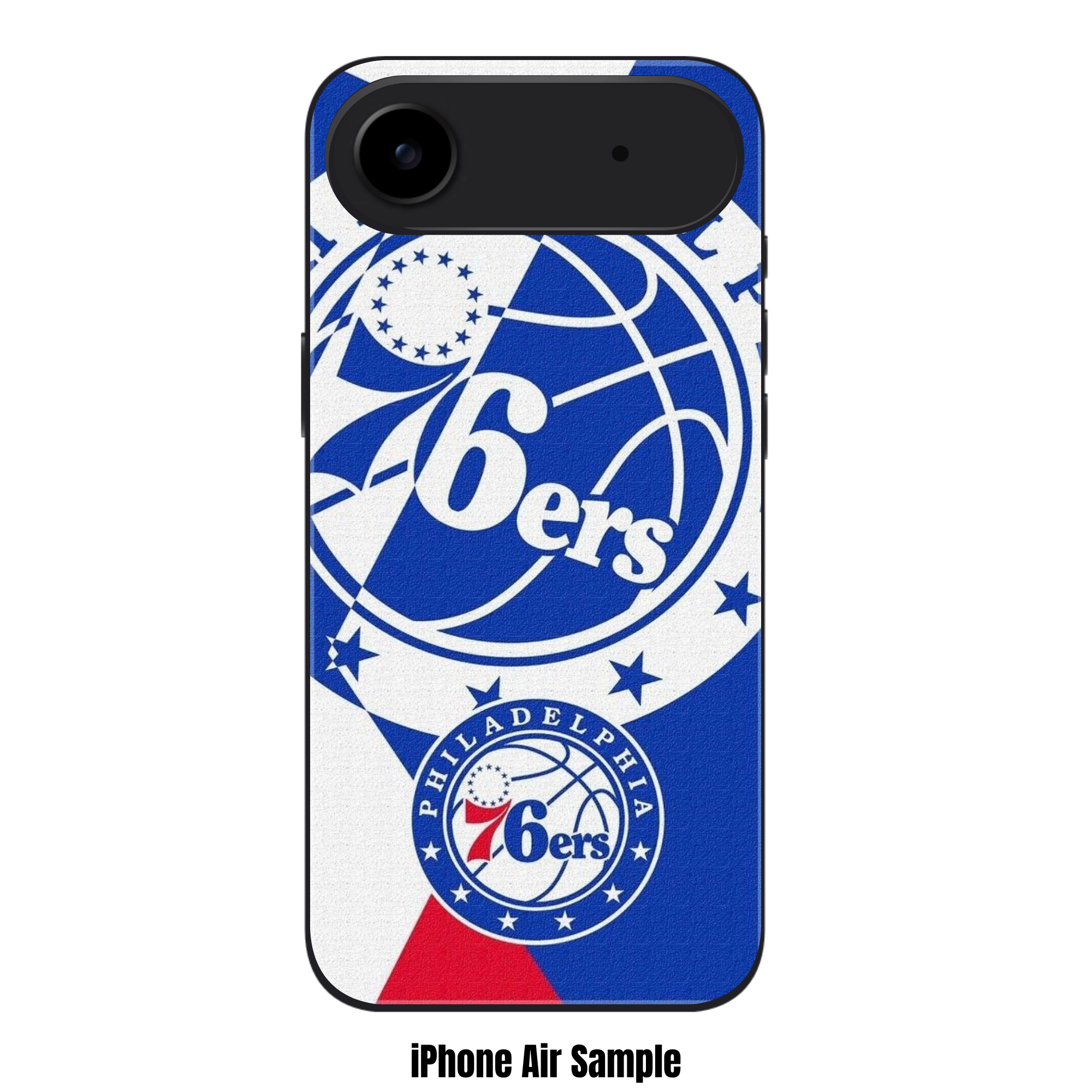 NBA Philadelphia 76ers Phone Case For iPhone Samsung Galaxy Pixel - Philadelphia 76ers Shields On Blue White And Red Textured Background