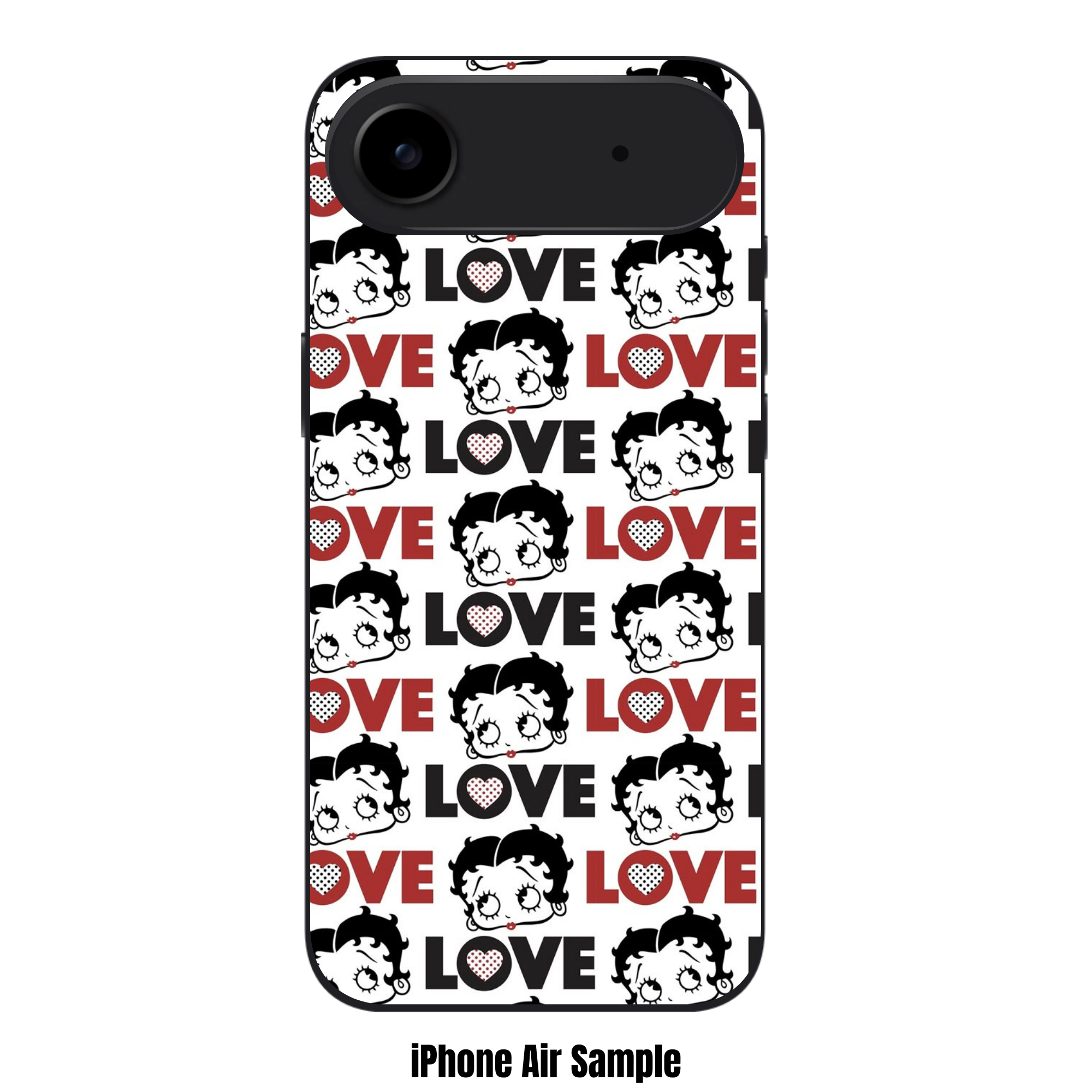 Betty Boop Phone Case For iPhone Samsung Galaxy Pixel - Betty Boop And Love Text Pattern On Background