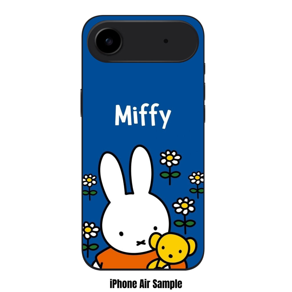 Miffy Phone Case For iPhone Samsung Galaxy Pixel - Miffy With Teddy Bear In Blue Background