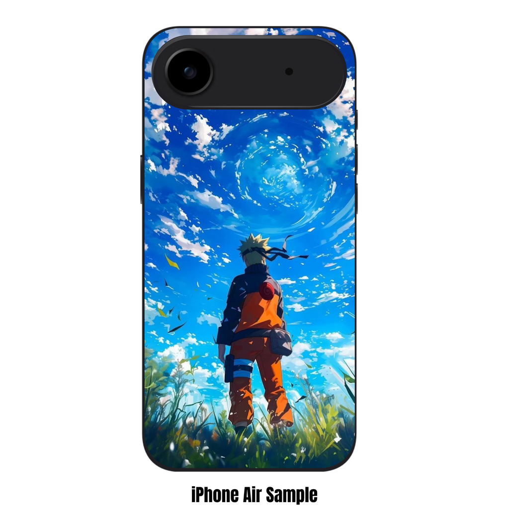 Naruto Phone Case For iPhone Samsung Galaxy Pixel - Naruto Uzumaki Standing In A Grassy Field Looking Up At A Swirling Blue Sky