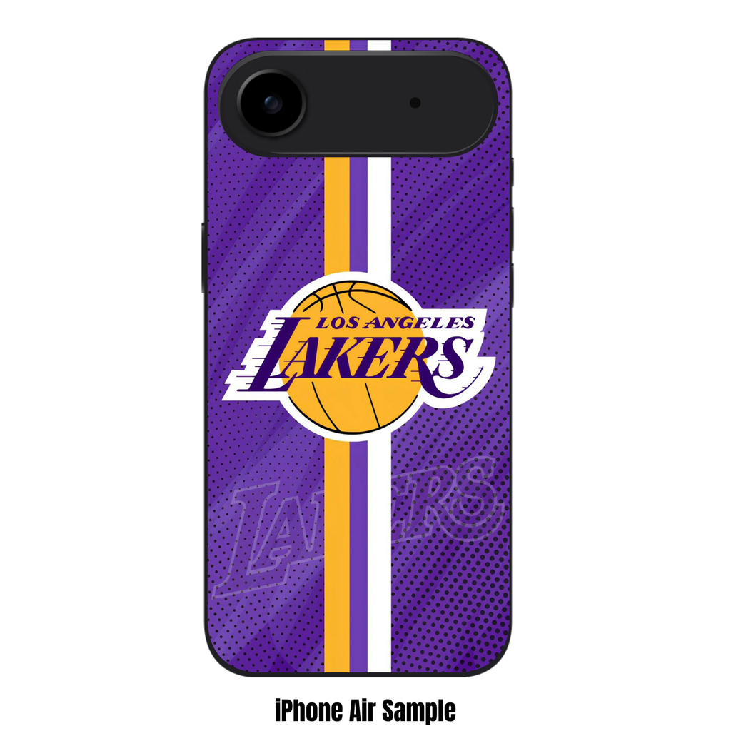NBA Los Angeles Lakers Phone Case For iPhone Samsung Galaxy Pixel - Los Angeles Lakers Logo And Vertical Stripe On Purple Background