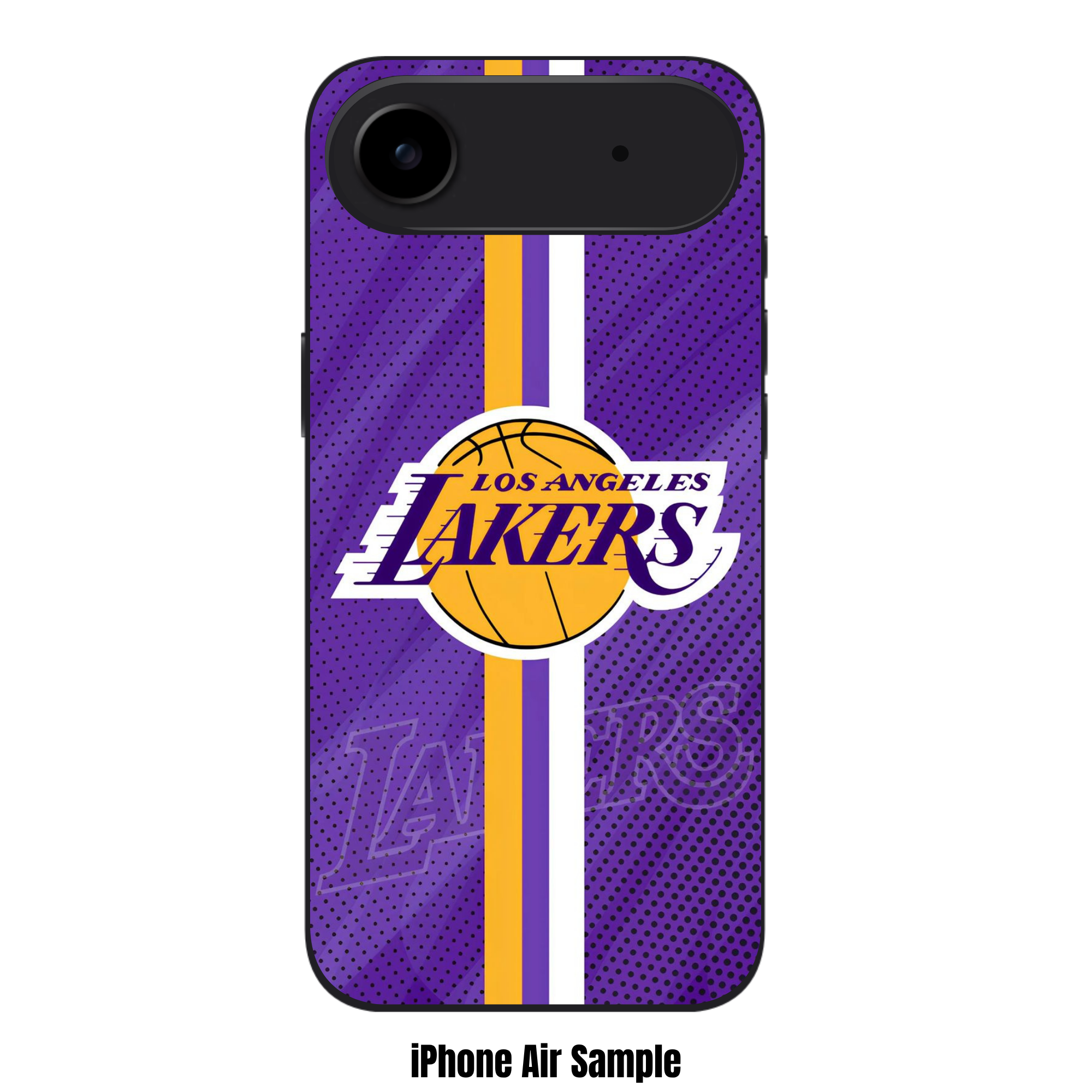 NBA Los Angeles Lakers Phone Case For iPhone Samsung Galaxy Pixel - Los Angeles Lakers Logo And Vertical Stripe On Purple Background