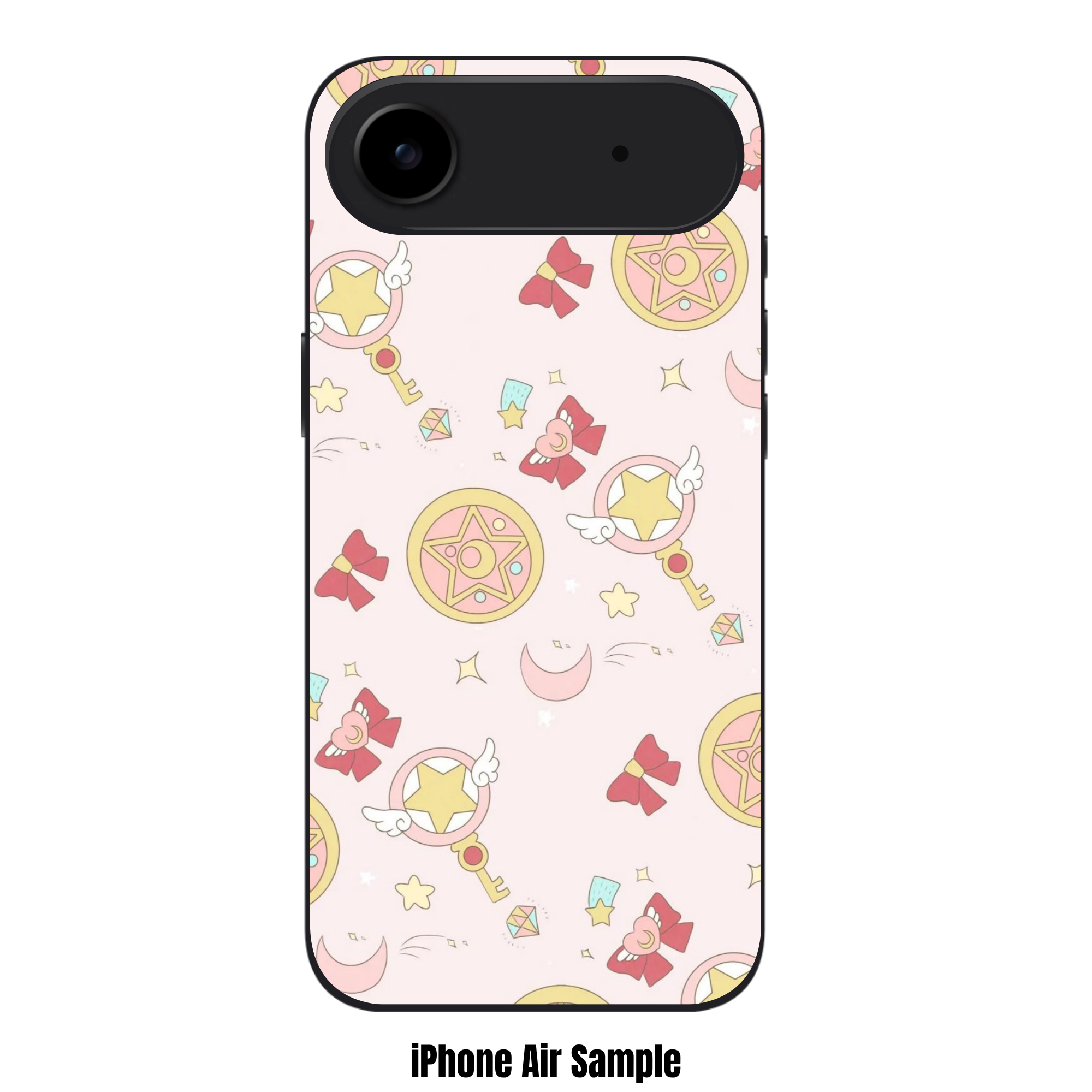 Cardcaptor Sakura Phone Case For iPhone Samsung Galaxy Pixel - Cardcaptor Sakura And Sailor Moon Icons Pattern On Light Pink Background