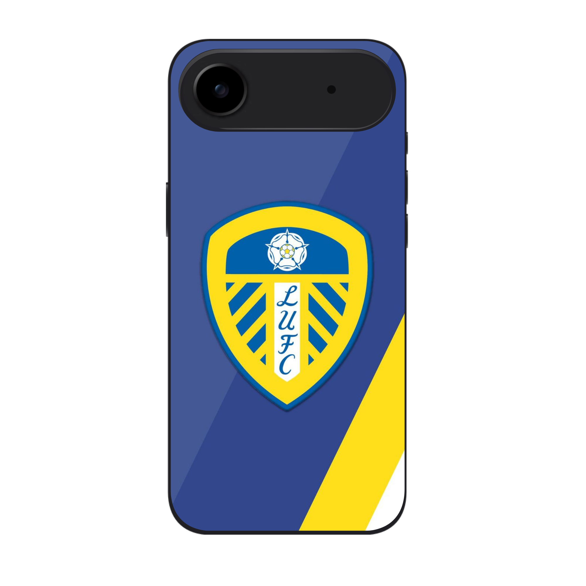Leeds United FC Phone Case For iPhone Samsung Galaxy Pixel - Leeds United FC Crest On Blue And Yellow Diagonal Background