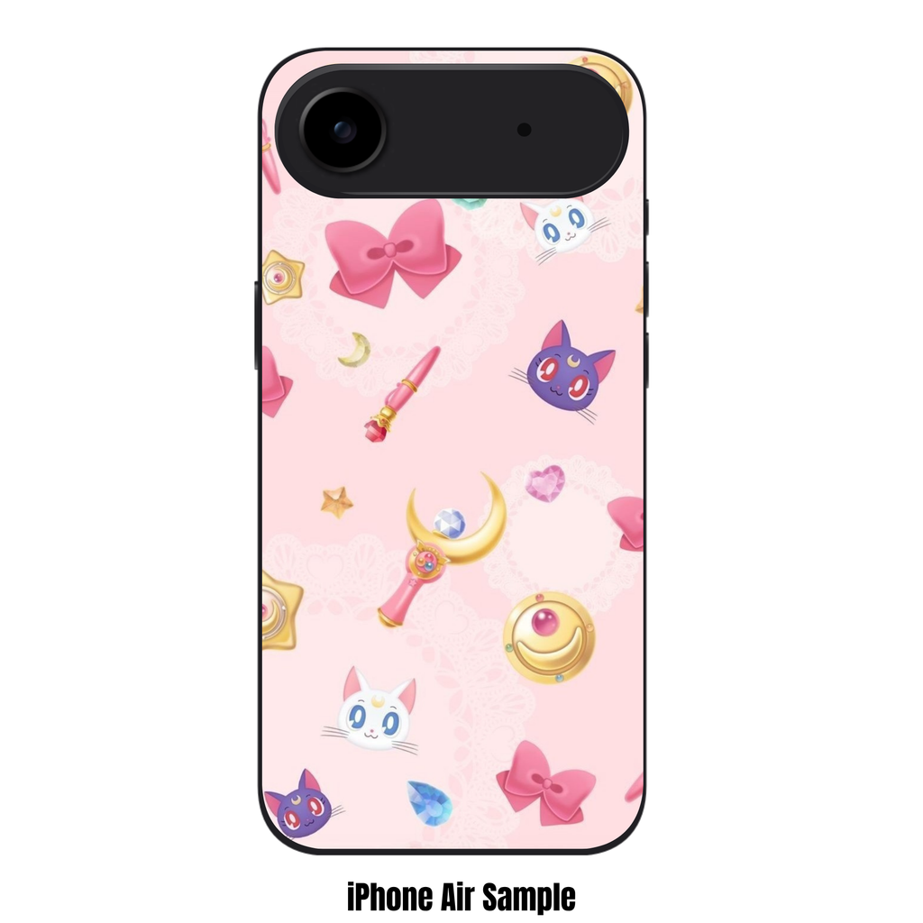 Sailor Moon Phone Case For iPhone Samsung Galaxy Pixel - Sailor Moon Magical Items Luna And Artemis Pattern On Pink Background