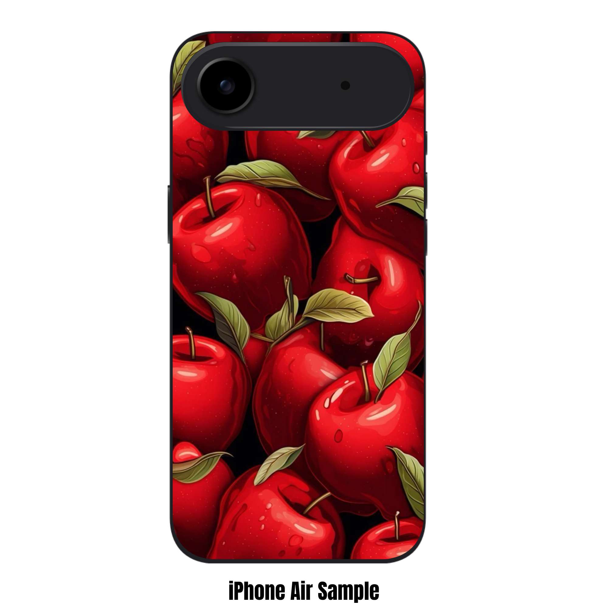 Apple Pattern Phone Case For iPhone Samsung Galaxy Pixel - Rich Red Apple Packed Pattern In Black Background
