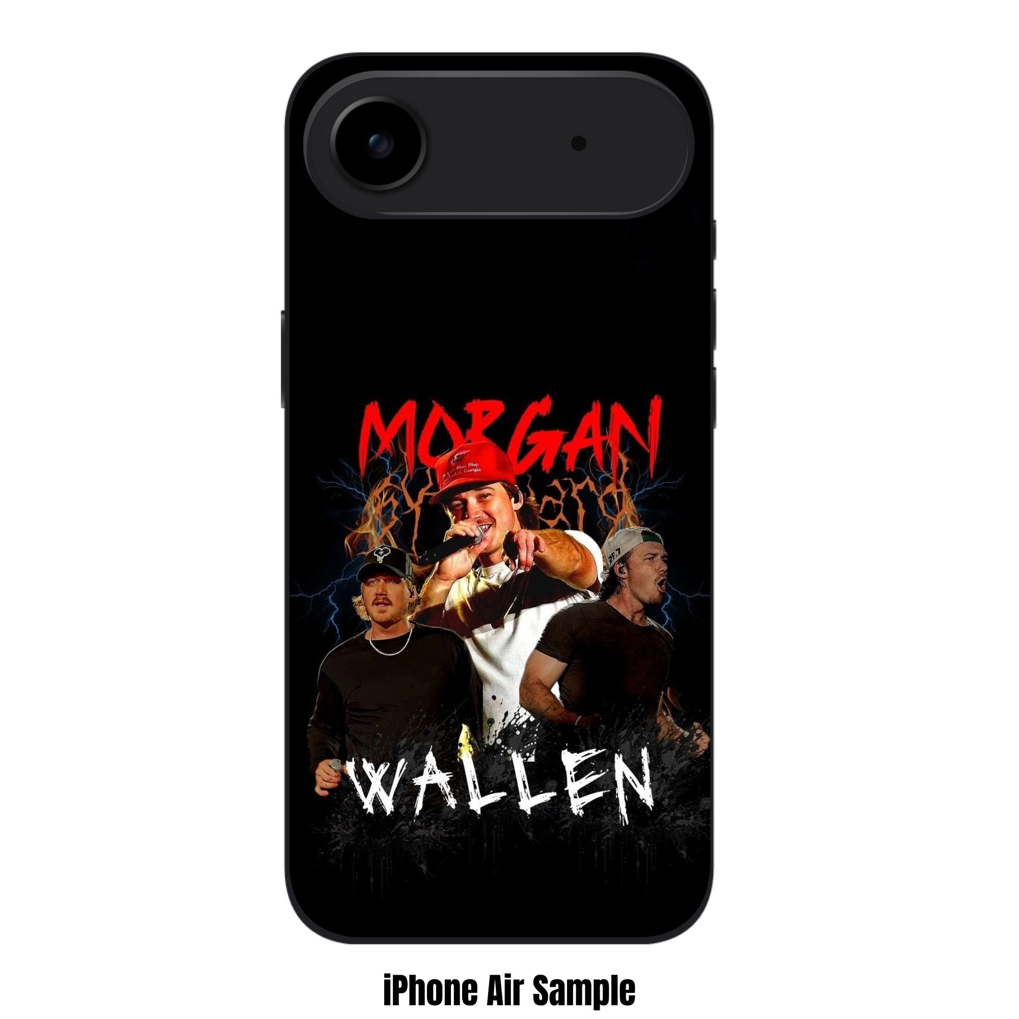 Morgan Wallen Phone Case For iPhone Samsung Galaxy Pixel - Morgan Wallen Concert Graphic With Lightning Elements In Black Background