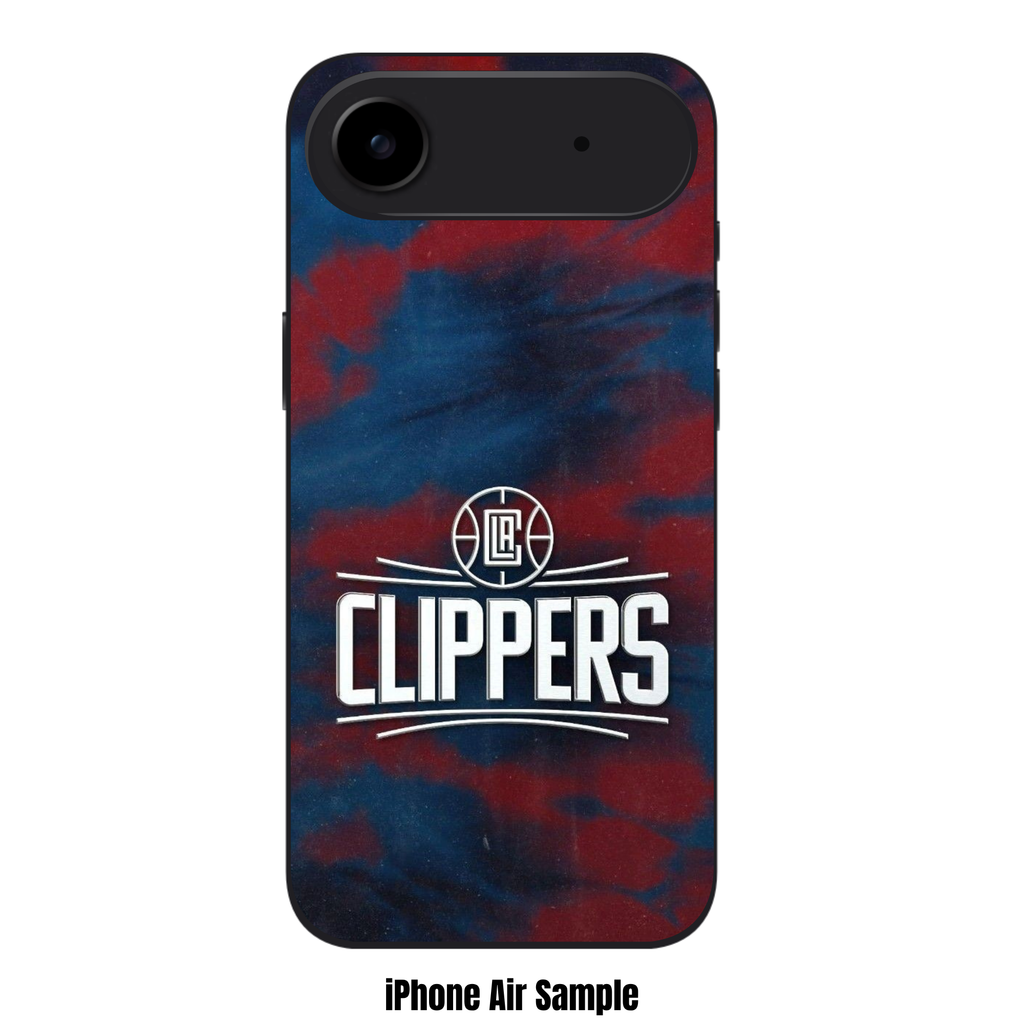 NBA Los Angeles Clippers Phone Case For iPhone Samsung Galaxy Pixel - Los Angeles Clippers Logo And Wordmark On Red And Blue Tie Dye Background