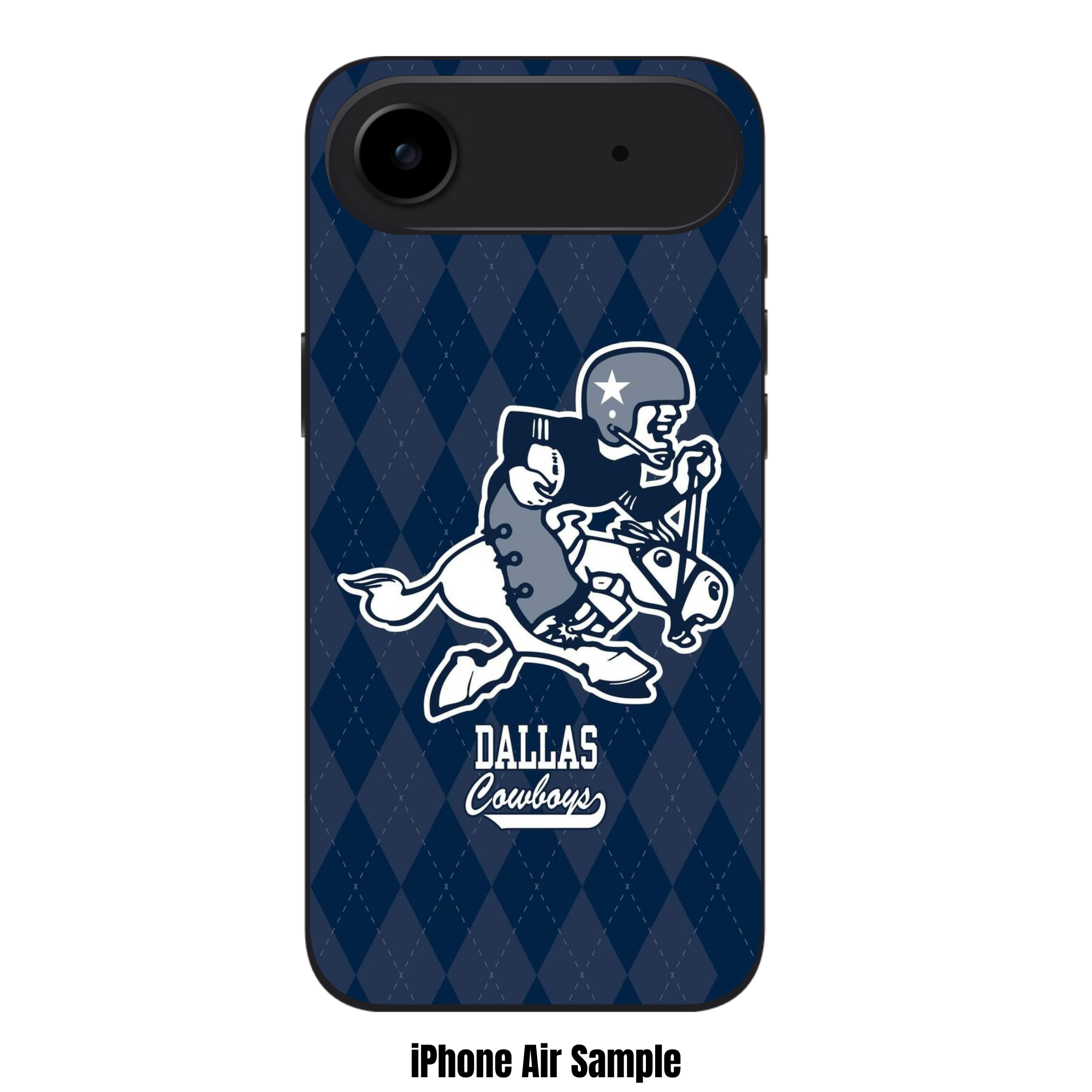 NFL Dallas Cowboys Phone Case For iPhone Samsung Galaxy Pixel - Dallas Cowboys Retro Mascot And Wordmark On Navy Argyle Background