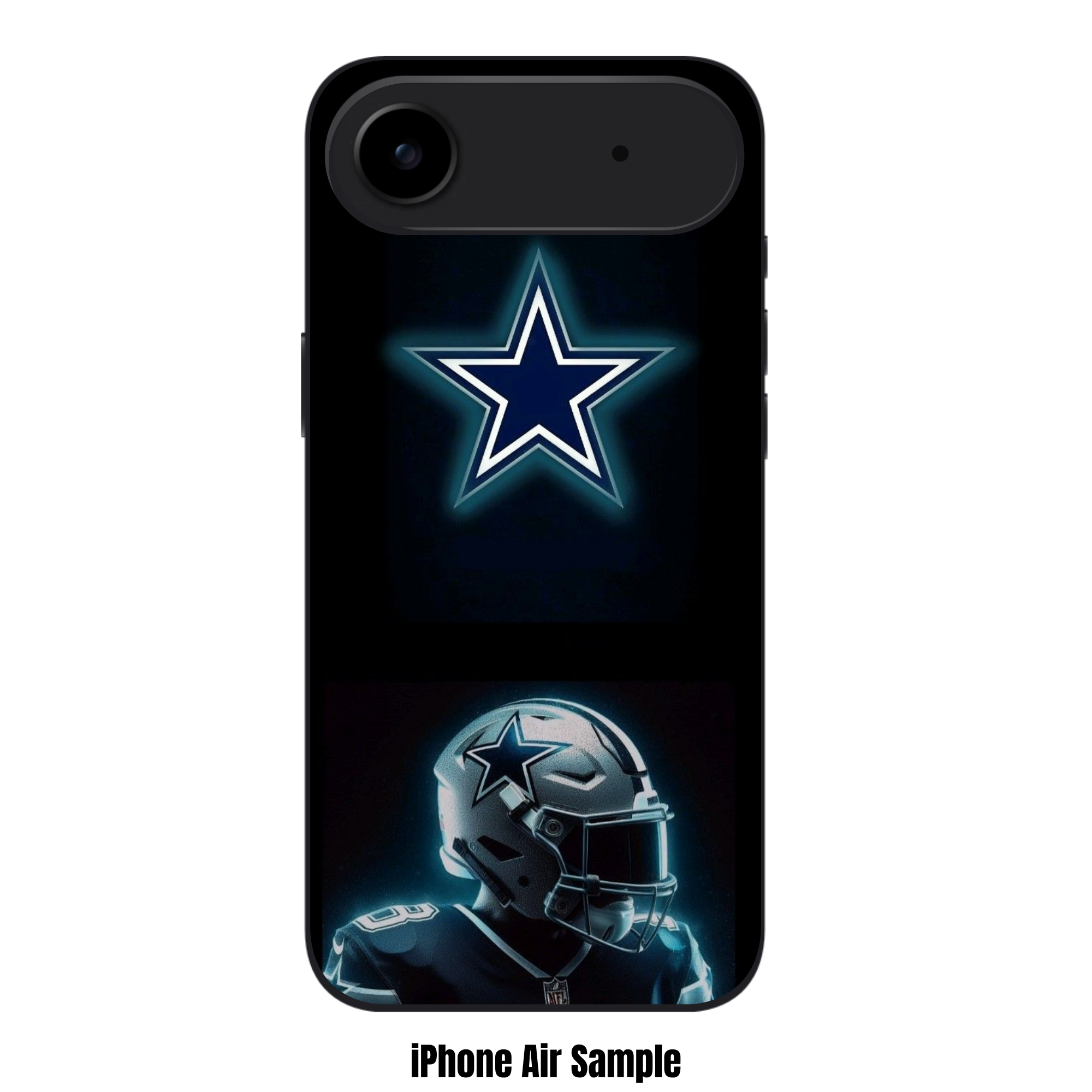 NFL Dallas Cowboys Phone Case For iPhone Samsung Galaxy Pixel - Dallas Cowboys Glowing Star Logo And Neon Helmet On Dark Background