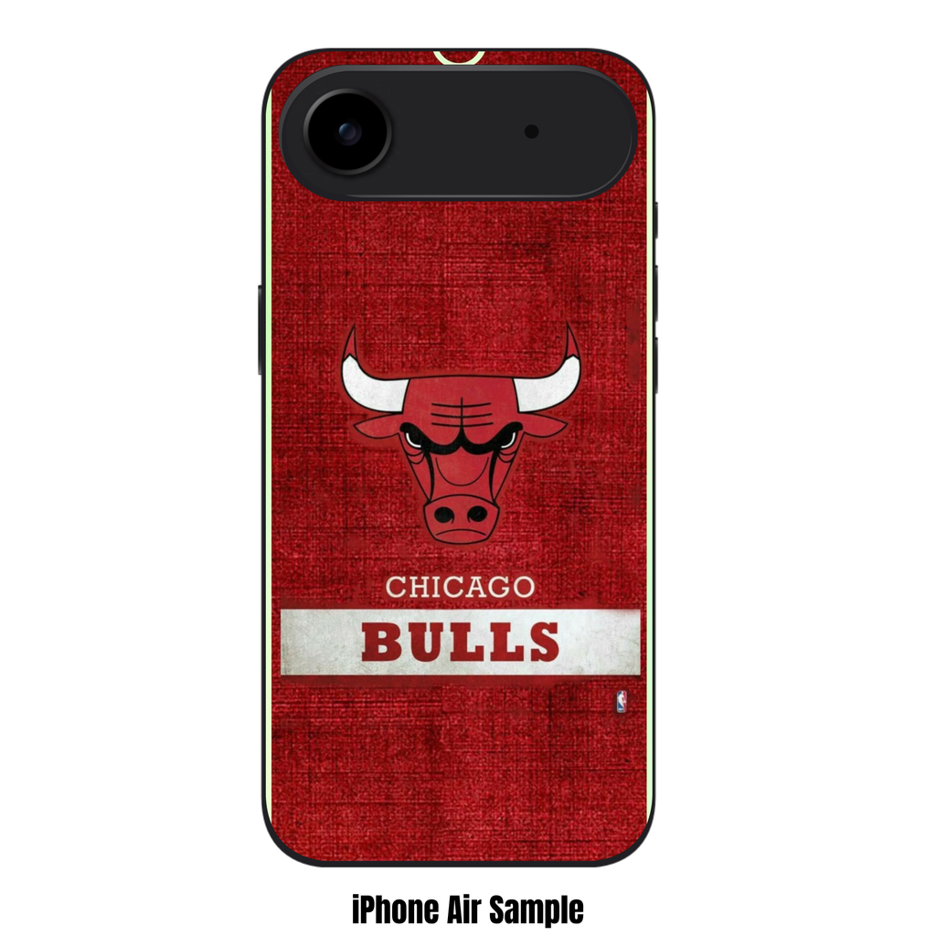 NBA Chicago Bulls Phone Case For iPhone Samsung Galaxy Pixel - Chicago Bulls Logo And White Stripe On Red Textured Background