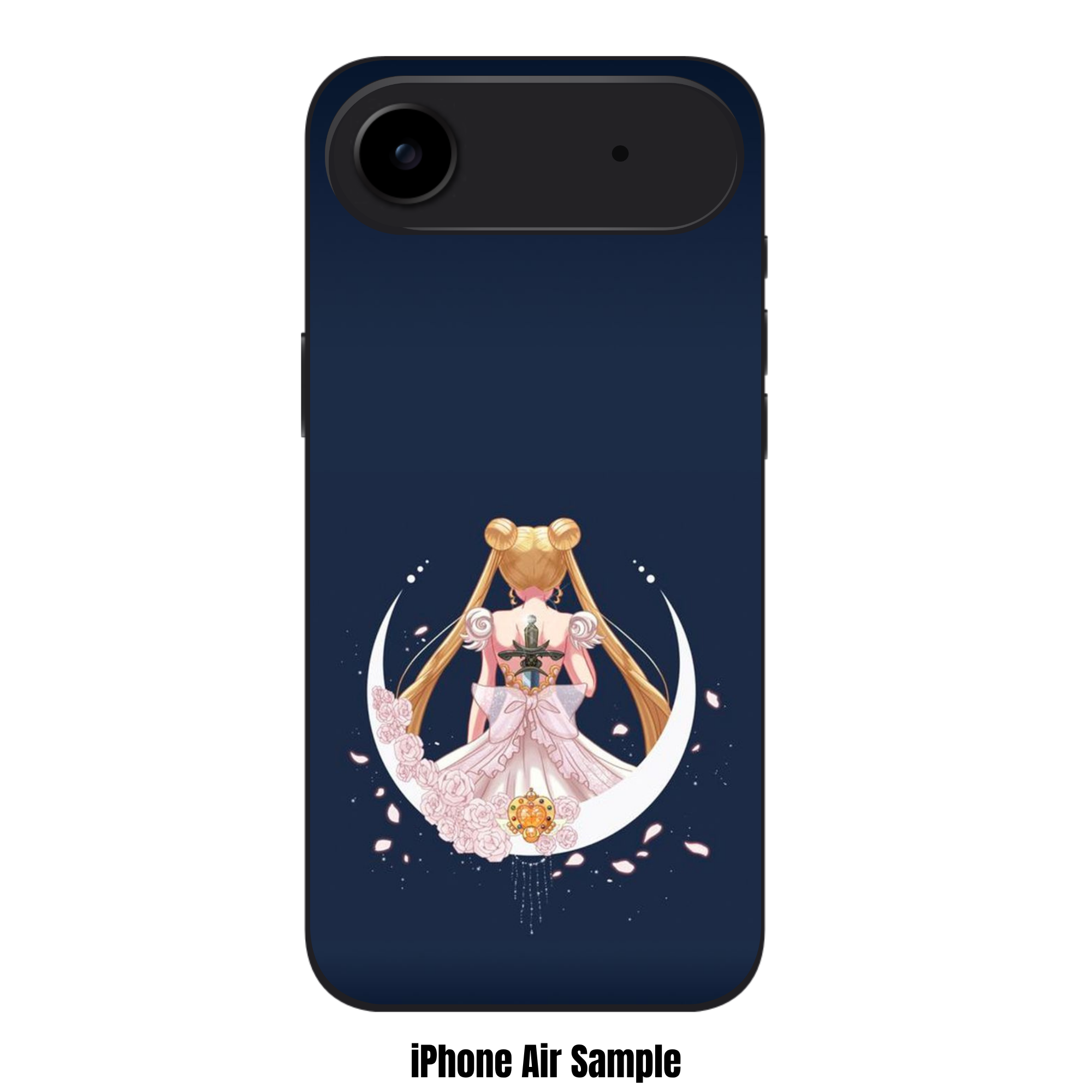 Sailor Moon Phone Case For iPhone Samsung Galaxy Pixel - Princess Serenity Back Profile With Holy Sword On Navy Background