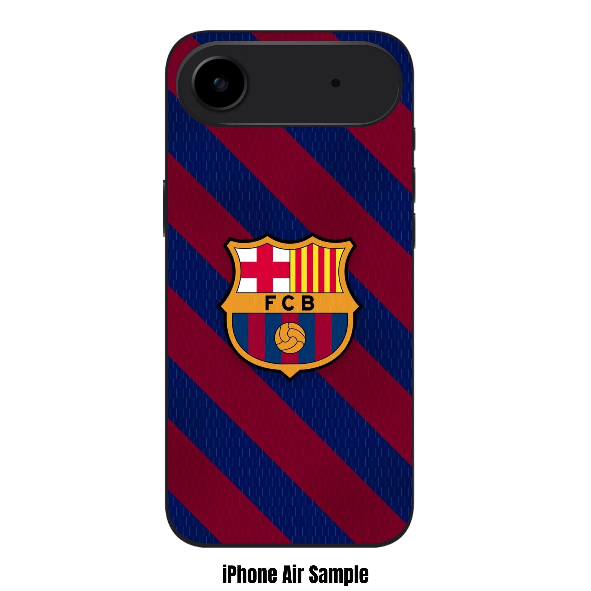 FC Barcelona Phone Case For iPhone Samsung Galaxy Pixel - FC Barcelona Crest On Blaugrana Diagonal Striped Background