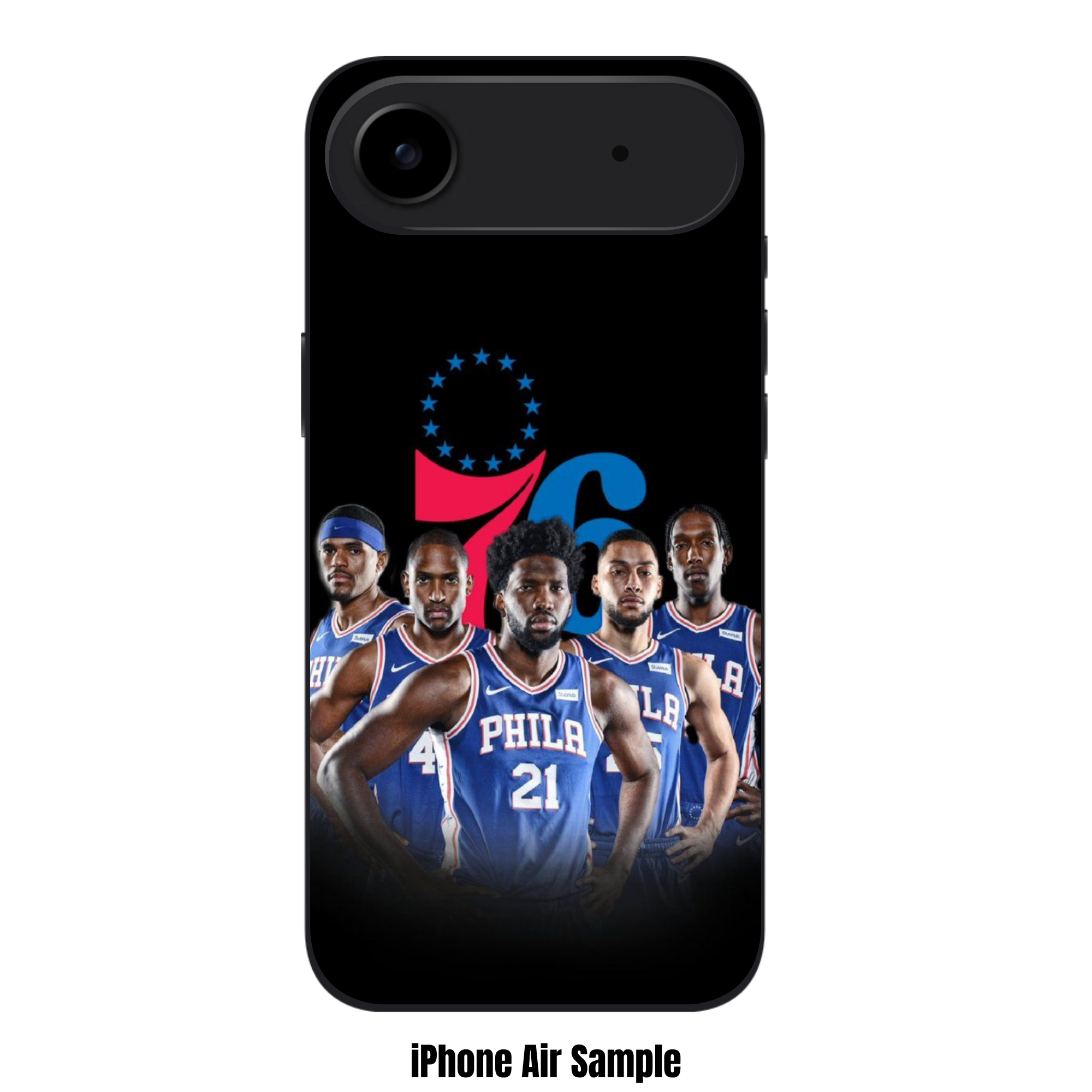 NBA Philadelphia 76ers Phone Case For iPhone Samsung Galaxy Pixel - Philadelphia 76ers Logo And Players On Black Background