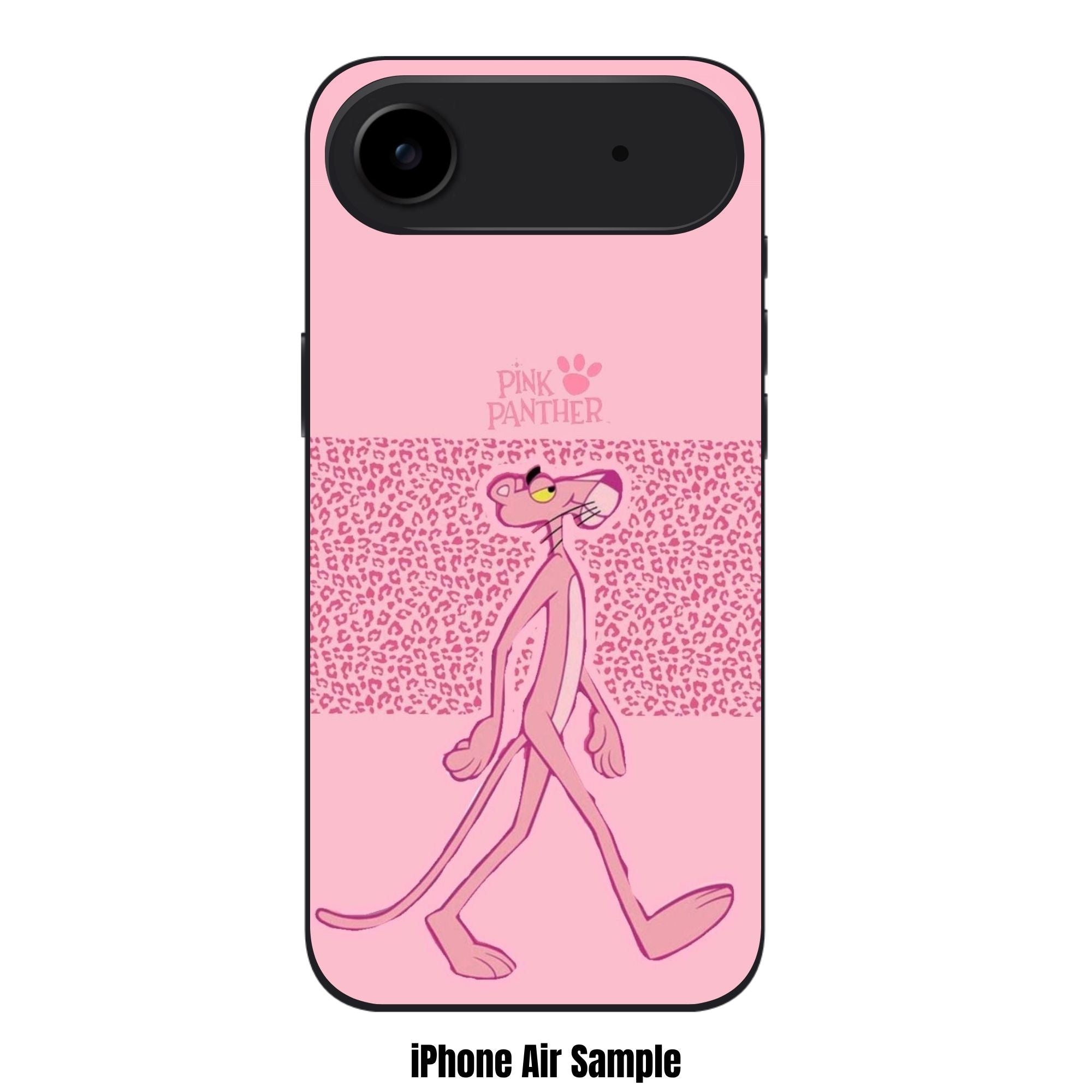 Pink Panther Phone Case For iPhone Samsung Galaxy Pixel - Pink Panther Walking With Leopard Pattern Band In Pink Background