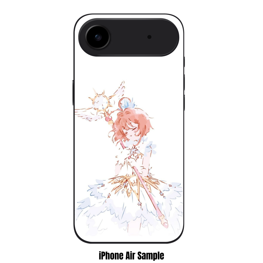 Cardcaptor Sakura Phone Case For iPhone Samsung Galaxy Pixel - Sakura Kinomoto Holding Her Dream Wand On White Background