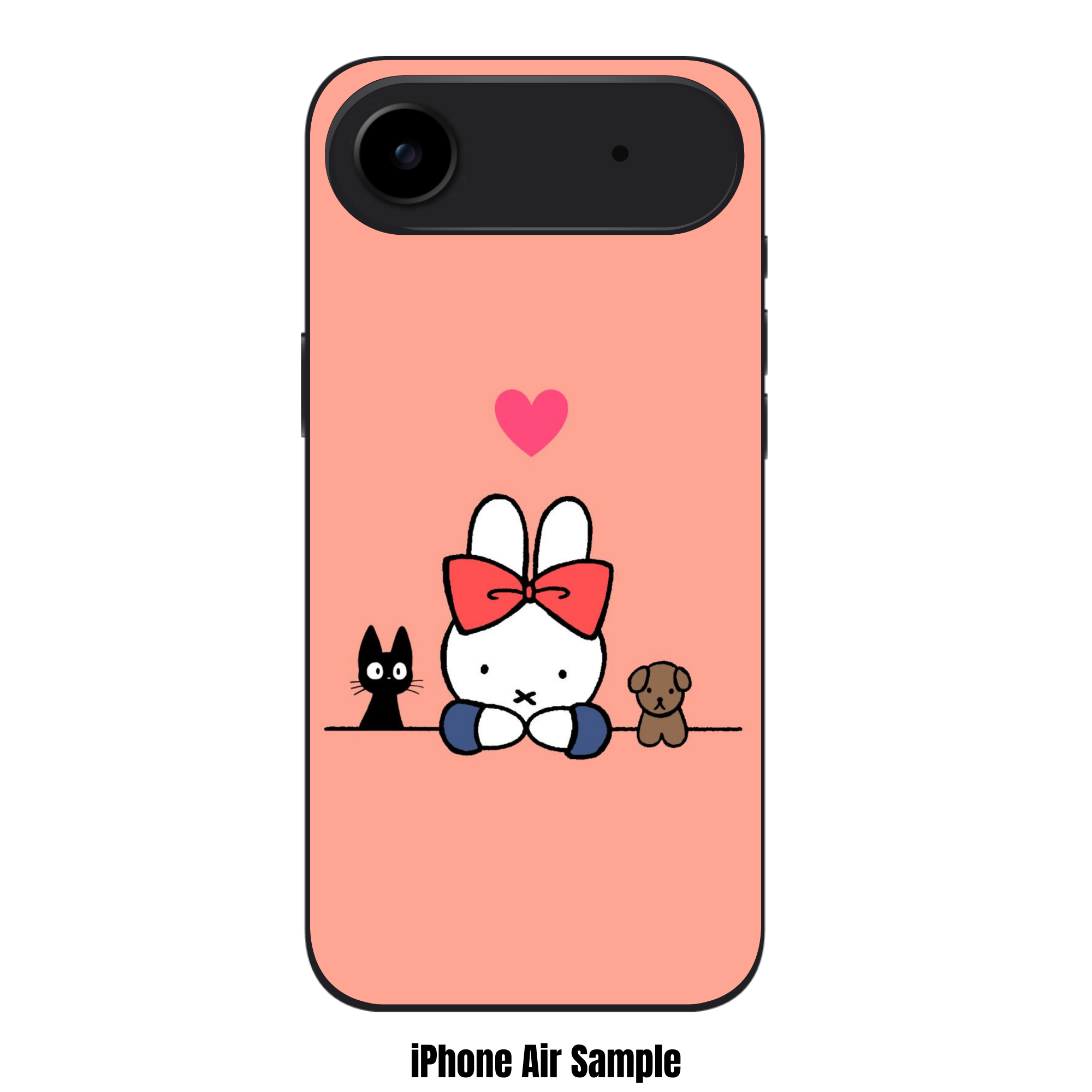 Miffy Phone Case For iPhone Samsung Galaxy Pixel - Miffy With Big Red Bow And Friends In Peach Background