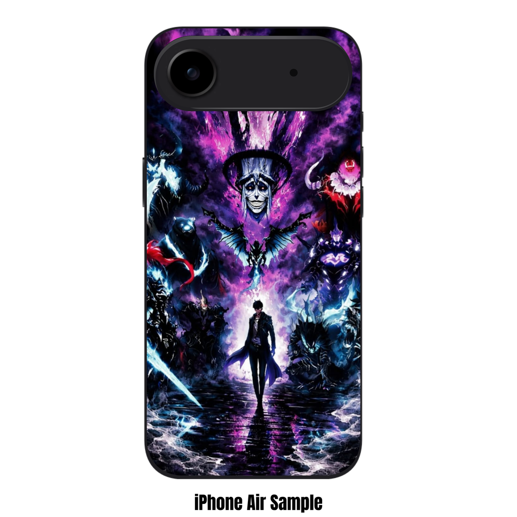 Solo Leveling Sung Jin woo Phone Case For iPhone Samsung Galaxy Pixel - Sung Jin woo Walking Forward Surrounded By Shadow Soldiers On Dark Purple Smoke Background