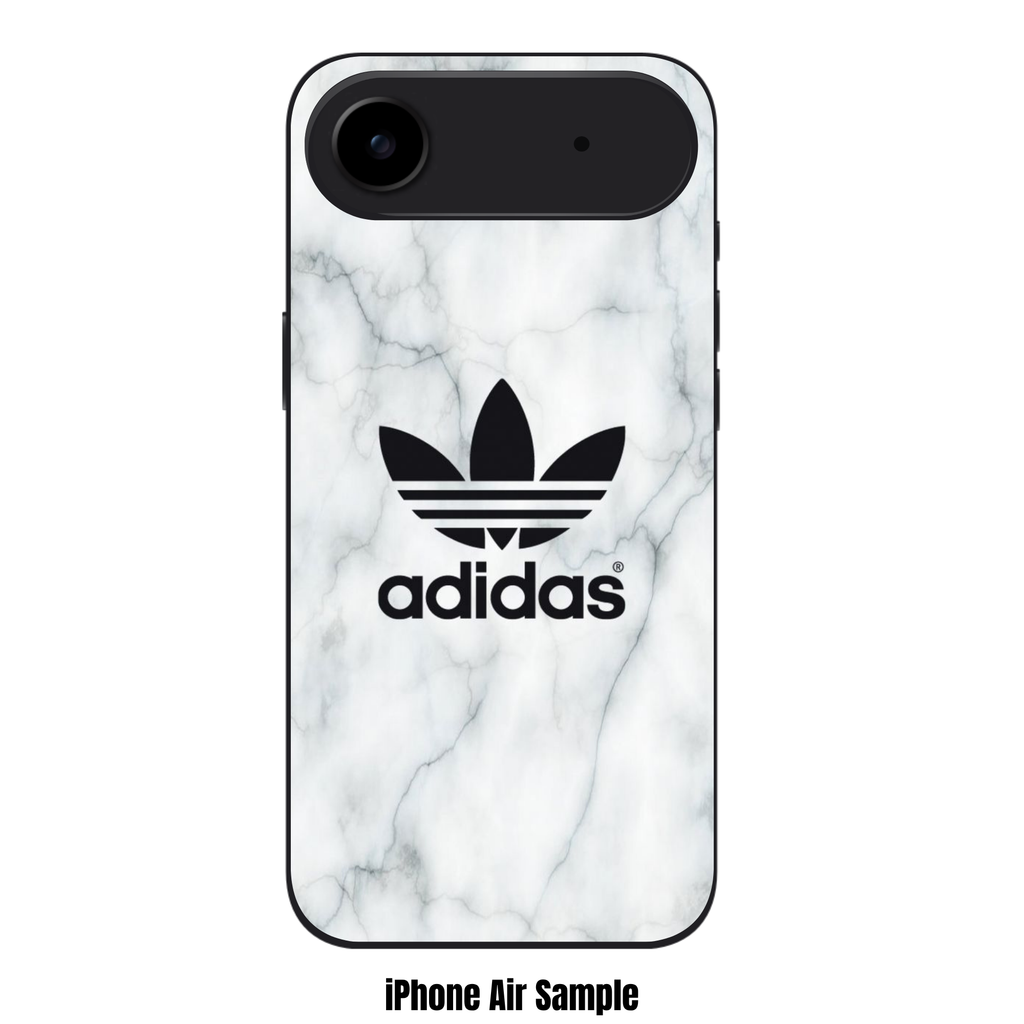 Adidas Phone Case For iPhone Samsung Galaxy Pixel - Adidas Trefoil Logo On White Marble Textured Background