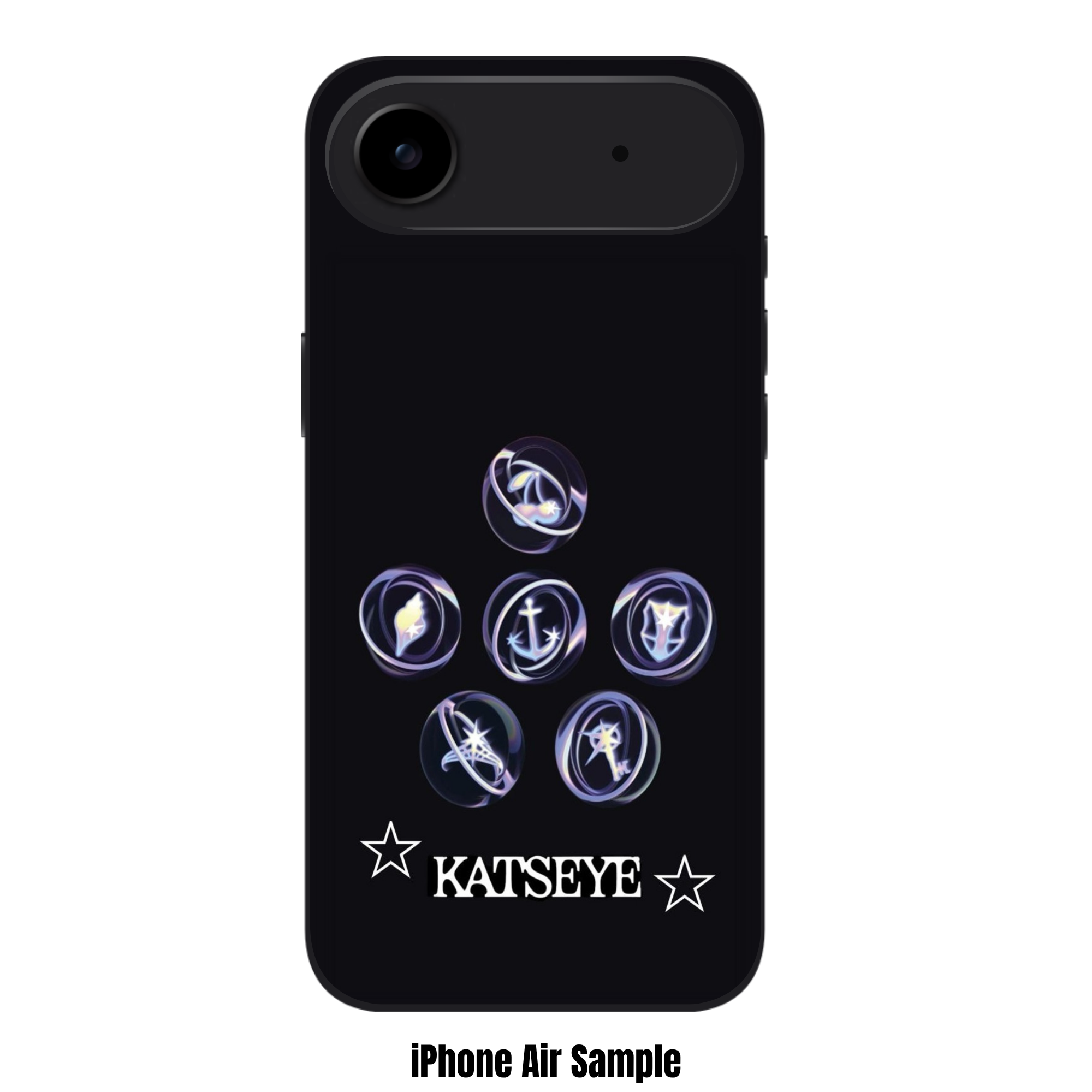 Katseye Phone Case For iPhone Samsung Galaxy Pixel - Katseye Official Member Charm Orbs Graphic On Black Background