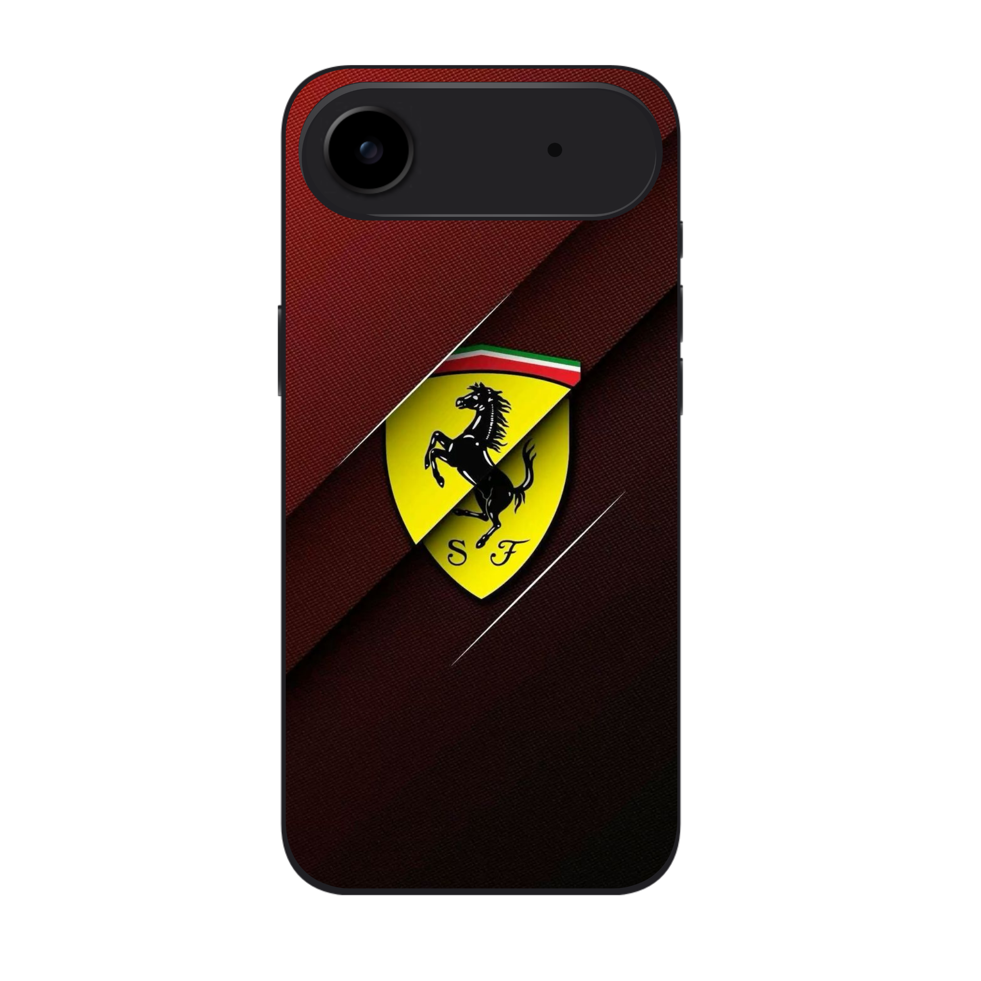 F1 Formula 1 Ferrari Phone Case For iPhone Samsung Galaxy Pixel - Ferrari Logo Layered On Black Red Background