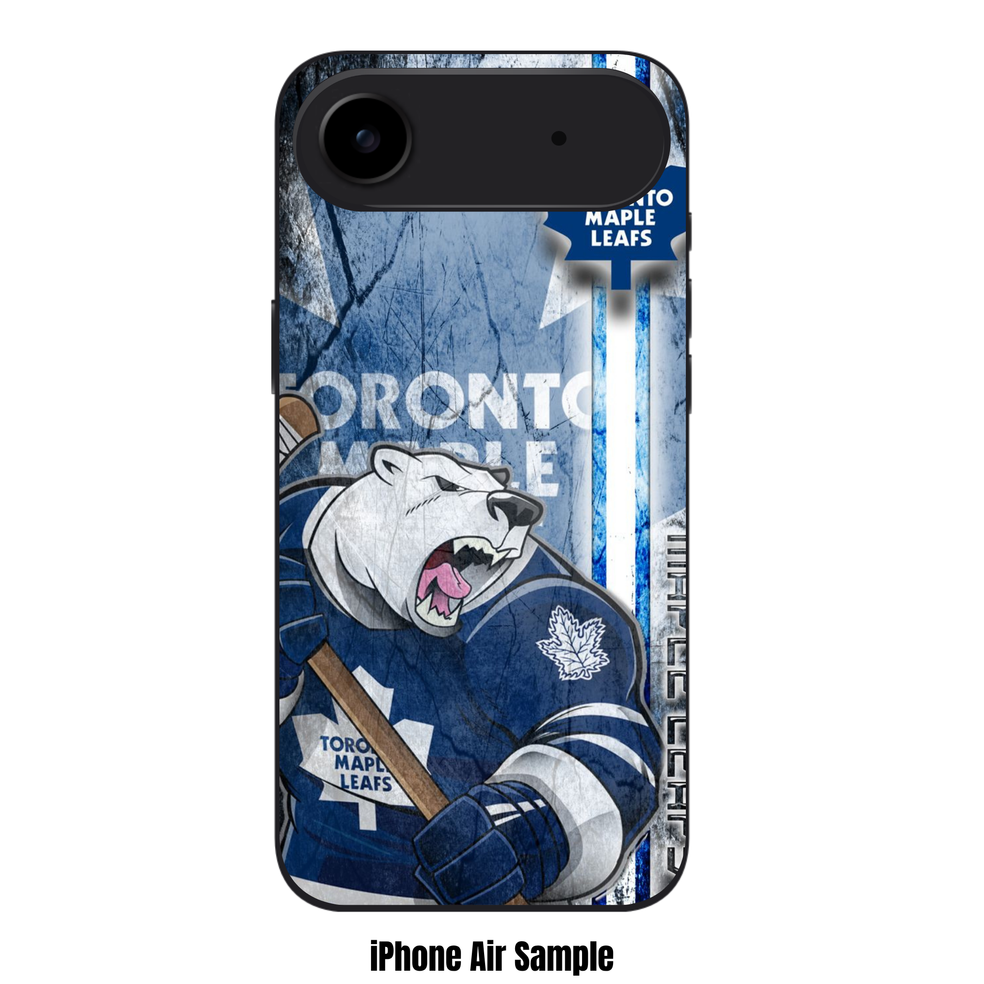 NHL Toronto Maple Leafs Phone Case For iPhone Samsung Galaxy Pixel - Toronto Maple Leafs Mascot Carlton The Bear On Blue Distressed Background