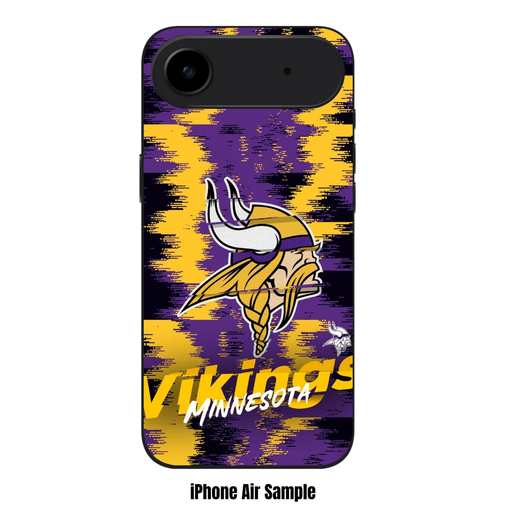 NFL Minnesota Vikings Phone Case For iPhone Samsung Galaxy Pixel - Minnesota Vikings Logo And Wordmark On Pixelated Textured Background