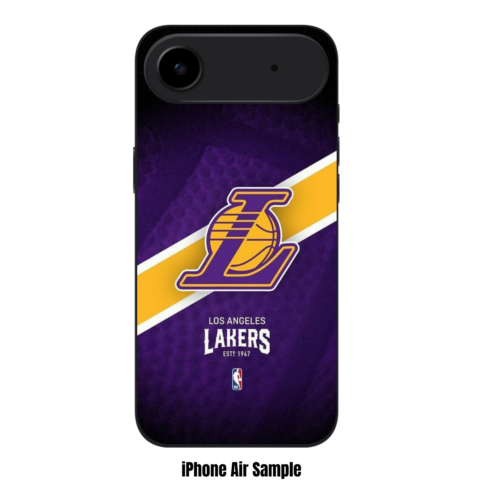 NBA Los Angeles Lakers Phone Case For iPhone Samsung Galaxy Pixel - Los Angeles Lakers Logo And Diagonal Stripe On Textured Purple Background