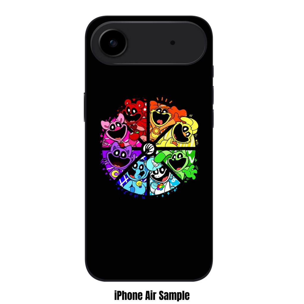 Poppy Playtime Phone Case For iPhone Samsung Galaxy Pixel - Smiling Critters Color Wheel On Black Background