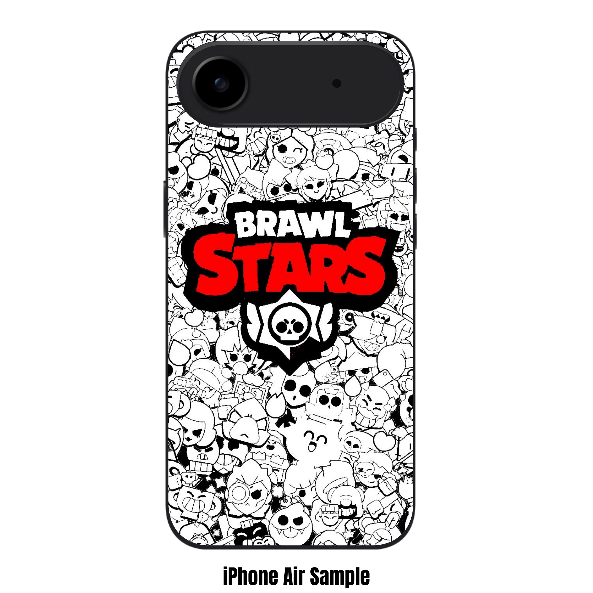 Brawl Stars Phone Case For iPhone Samsung Galaxy Pixel - Brawl Stars Logo On Black And White Brawlers Pattern Background