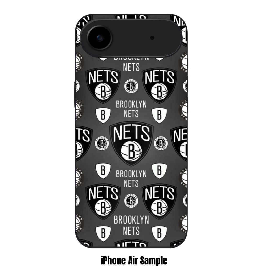 NBA Brooklyn Nets Phone Case For iPhone Samsung Galaxy Pixel - Brooklyn Nets Logo Pattern On Grey Background