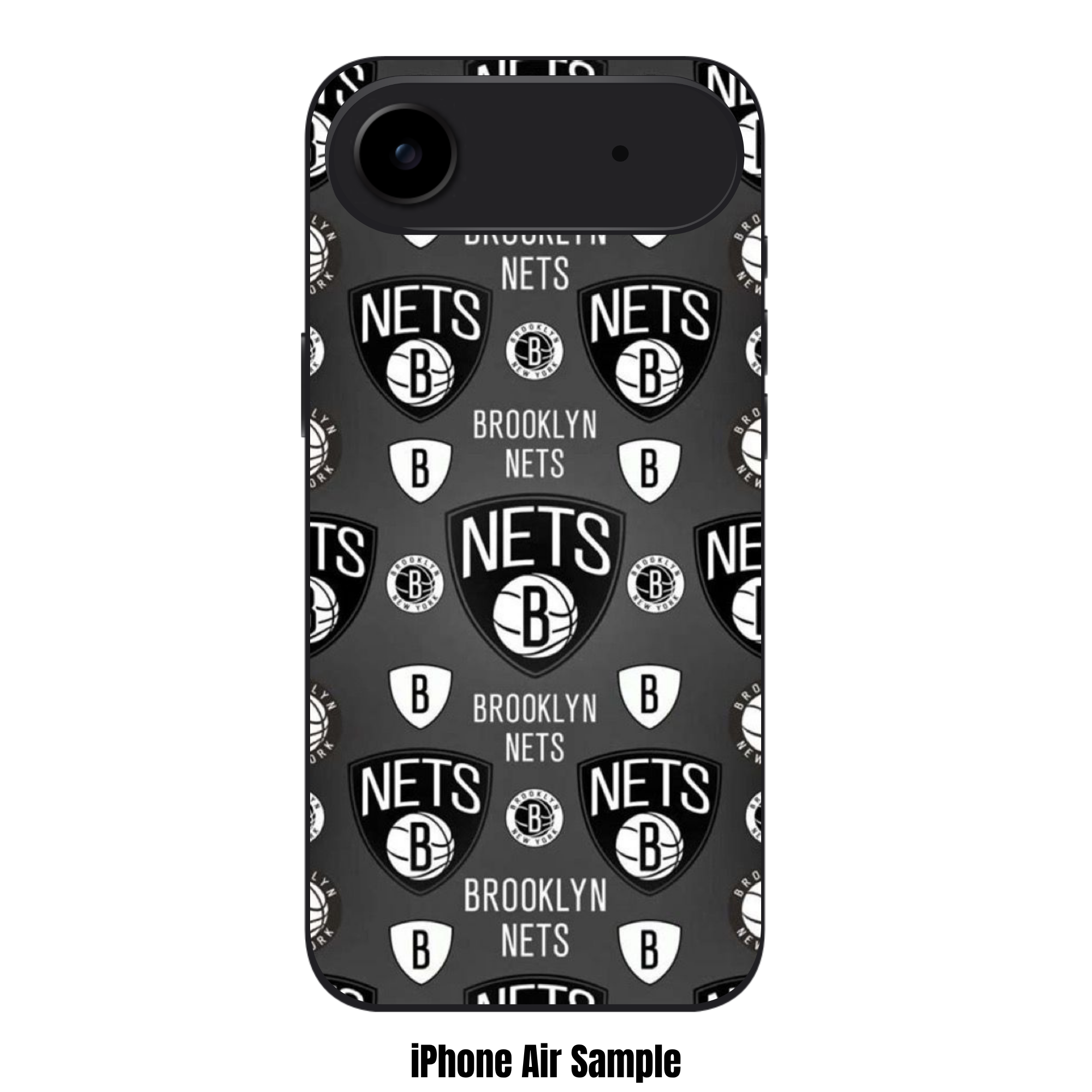 NBA Brooklyn Nets Phone Case For iPhone Samsung Galaxy Pixel - Brooklyn Nets Logo Pattern On Grey Background