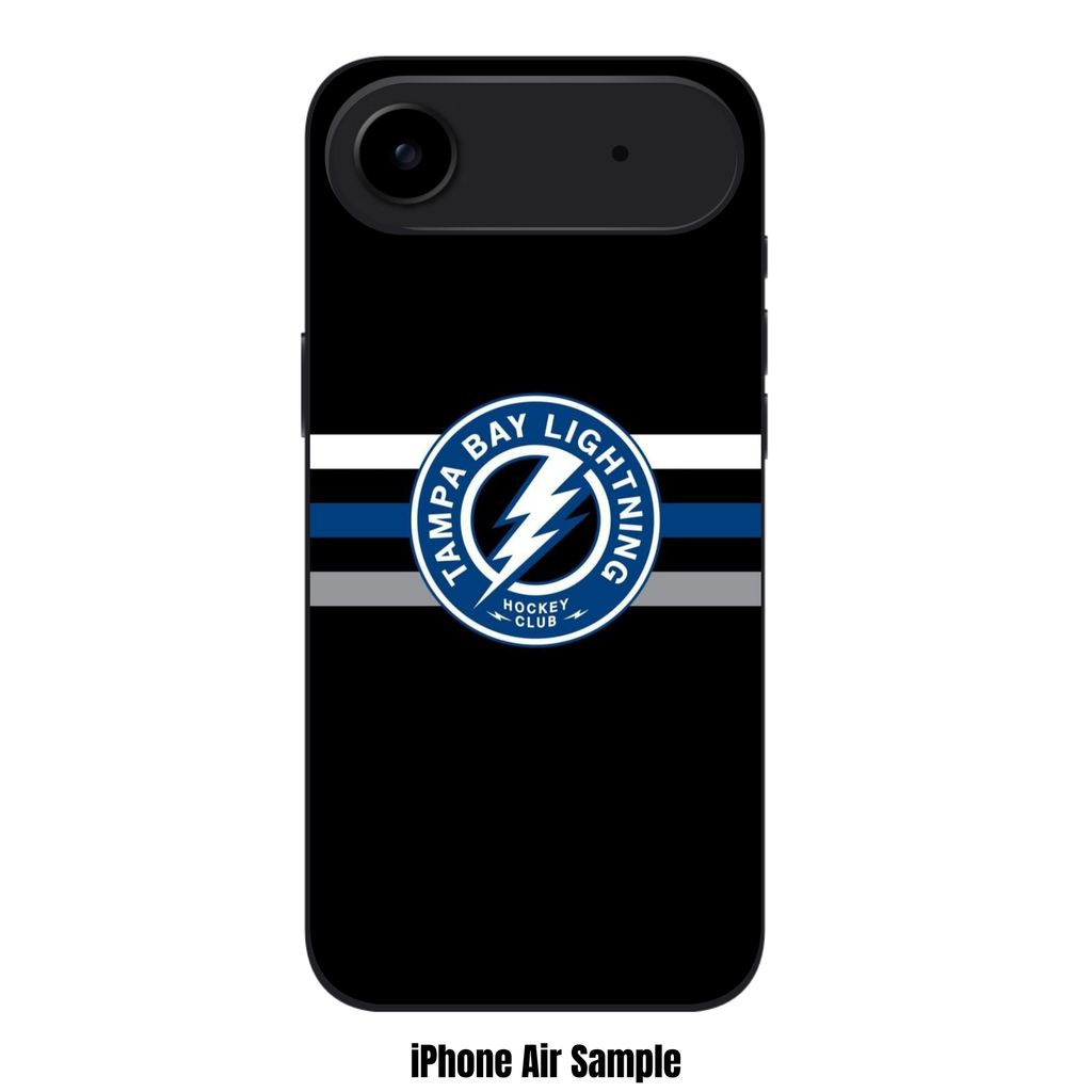 NHL Tampa Bay Lightning Phone Case For iPhone Samsung Galaxy Pixel - Tampa Bay Lightning Roundel Logo And Horizontal Stripes On Black Background