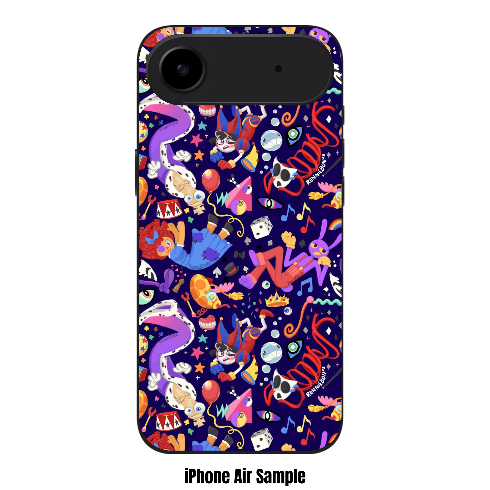 The Amazing Digital Circus Phone Case For iPhone Samsung Galaxy Pixel - The Amazing Digital Circus Characters Repeating Pattern On Dark Blue Background