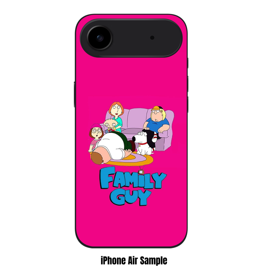 Family Guy Phone Case For iPhone Samsung Galaxy Pixel - The Griffin Family With Fallen Peter And Logo On Pink Background