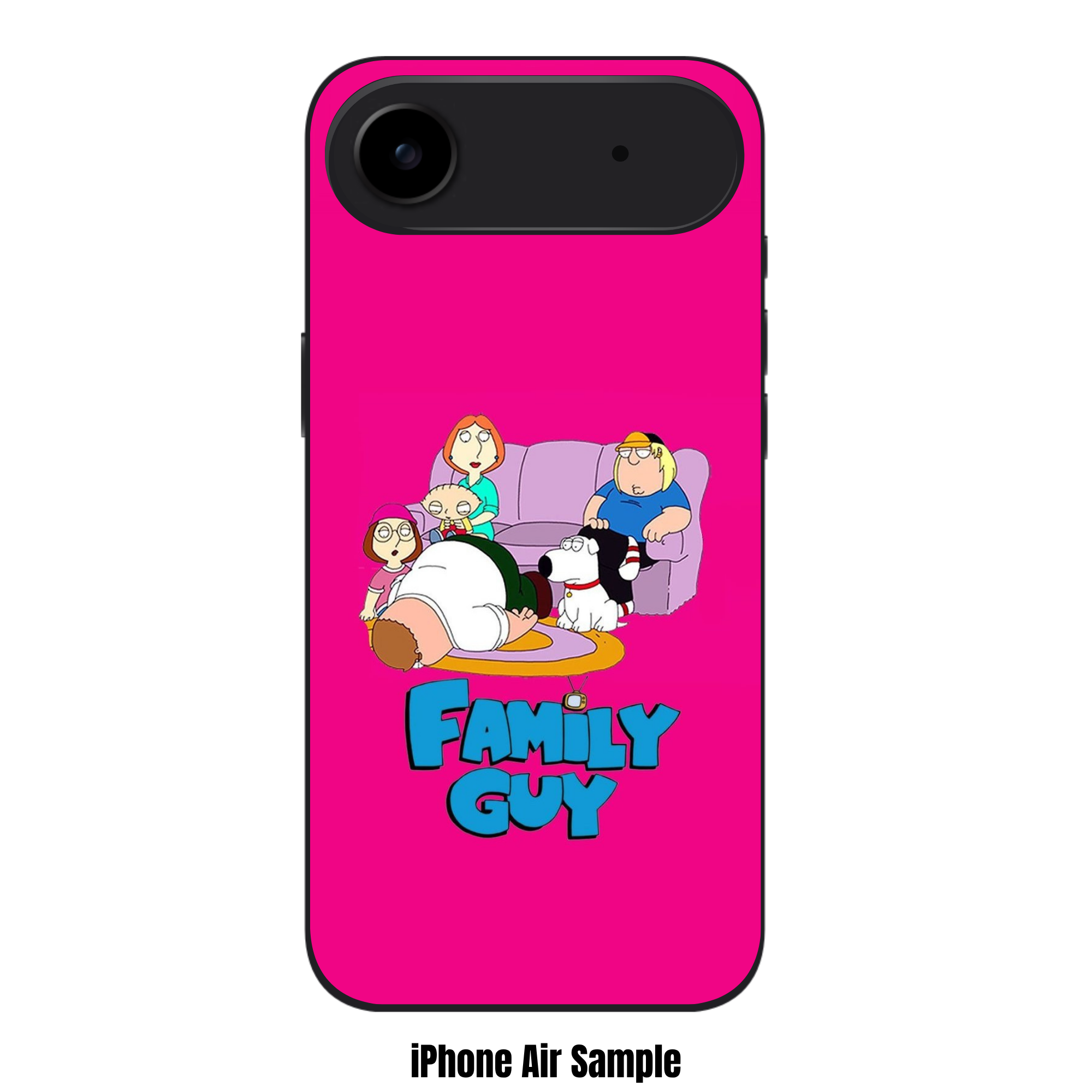 Family Guy Phone Case For iPhone Samsung Galaxy Pixel - The Griffin Family With Fallen Peter And Logo On Pink Background
