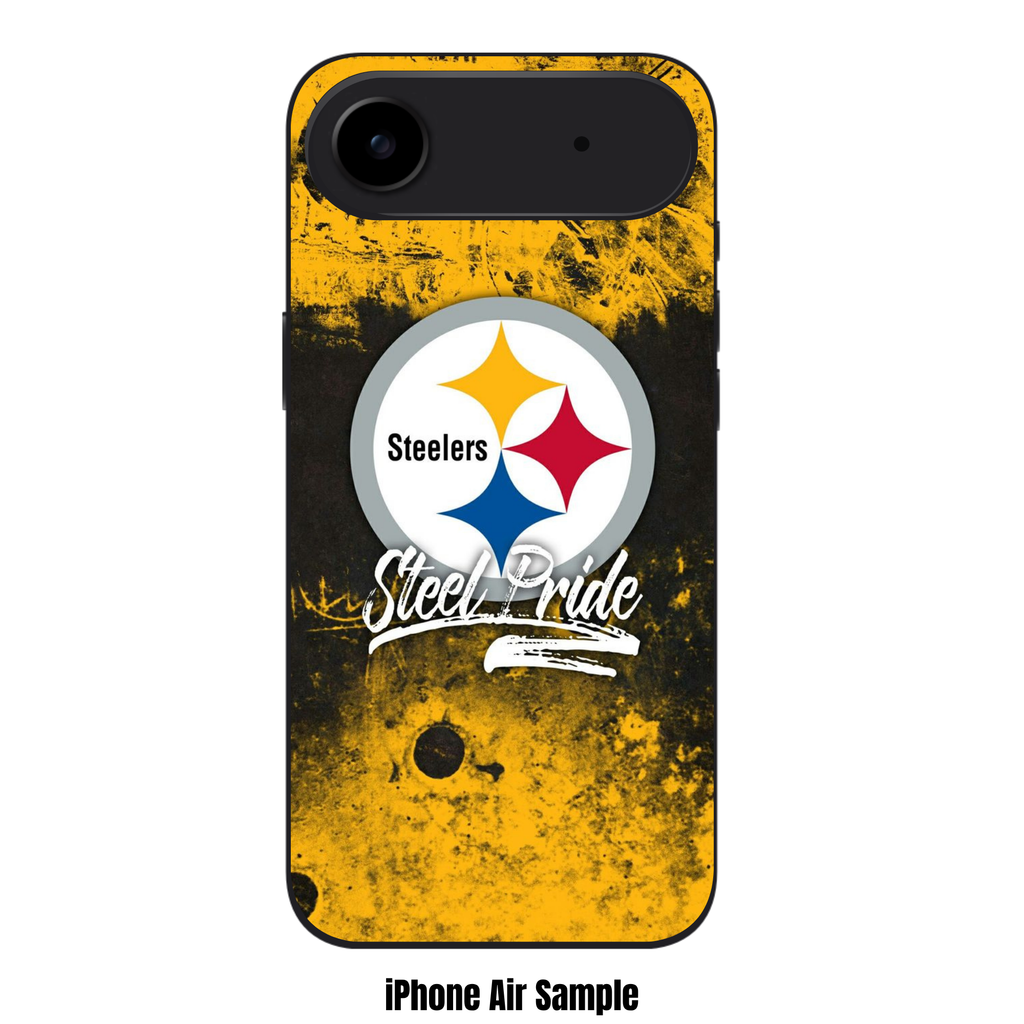 NFL Pittsburgh Steelers Phone Case For iPhone Samsung Galaxy Pixel - Pittsburgh Steelers Logo And Steel Pride Wordmark On Yellow Textured Background