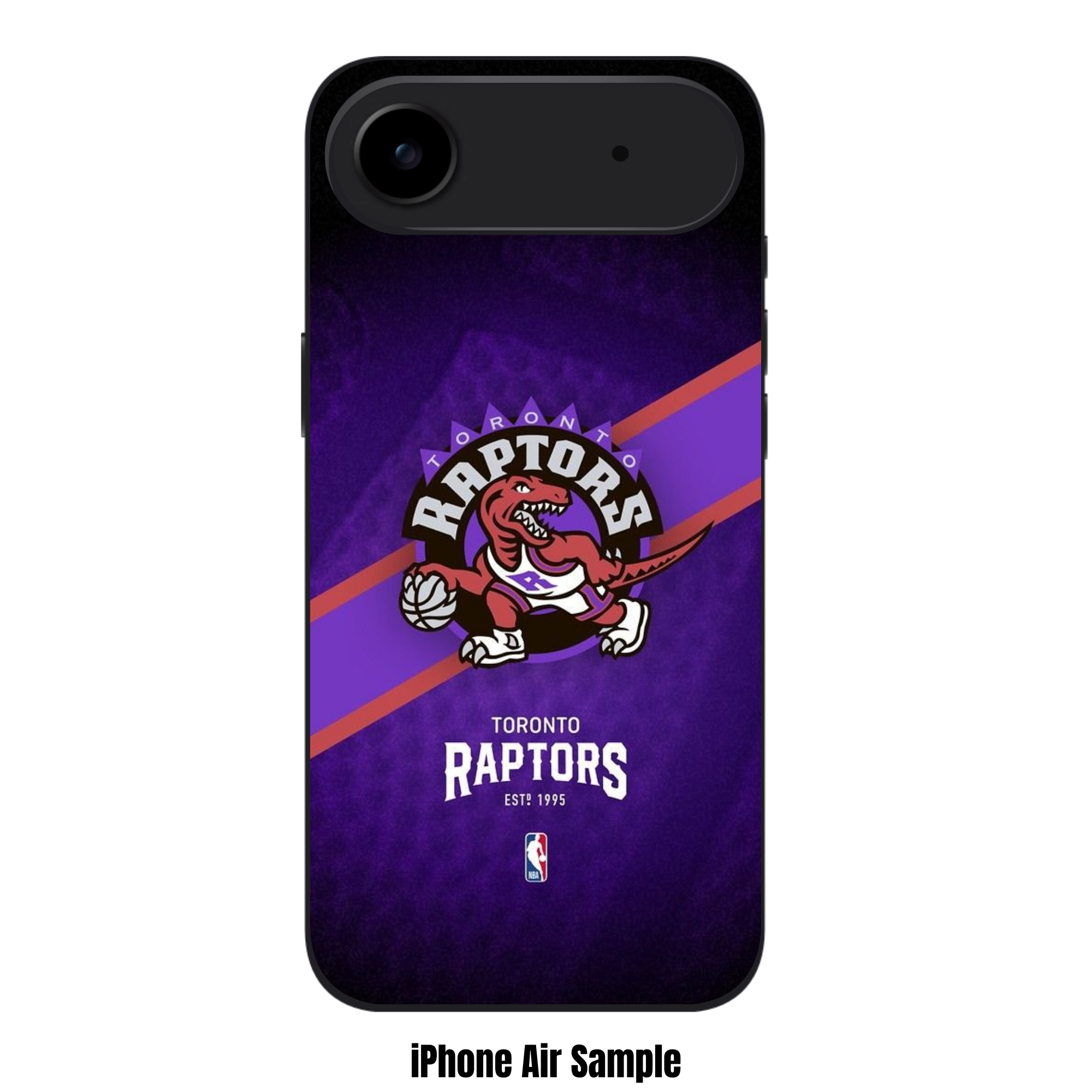 NBA Toronto Raptors Phone Case For iPhone Samsung Galaxy Pixel - Toronto Raptors Vintage Logo And Diagonal Stripe On Textured Purple Background