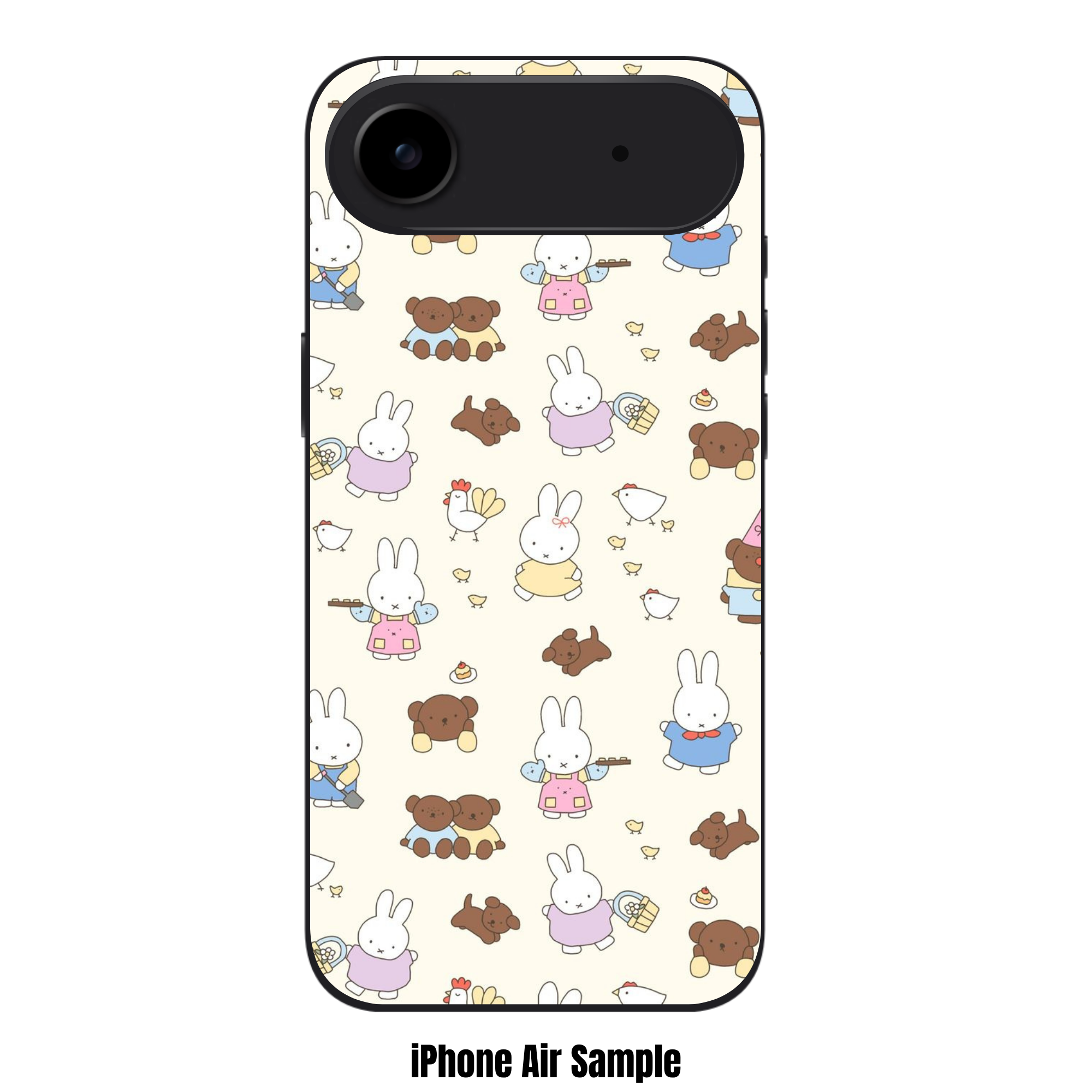 Miffy Phone Case For iPhone Samsung Galaxy Pixel - Miffy And Friends Doodle Pattern In Beige Background