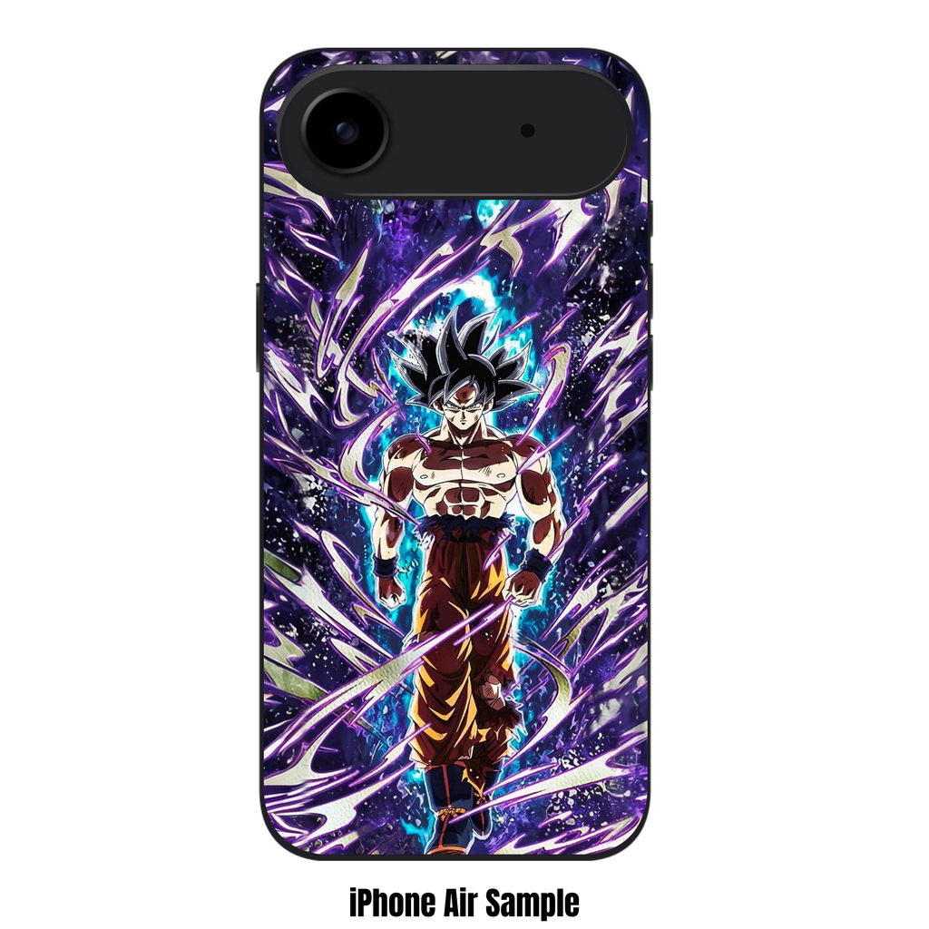 Dragon Ball Goku Phone Case For iPhone Samsung Galaxy Pixel - Ultra Instinct Sign Son Goku Action Art With Purple Energy Aura And Blue Light Pillar On Starry Dark Background