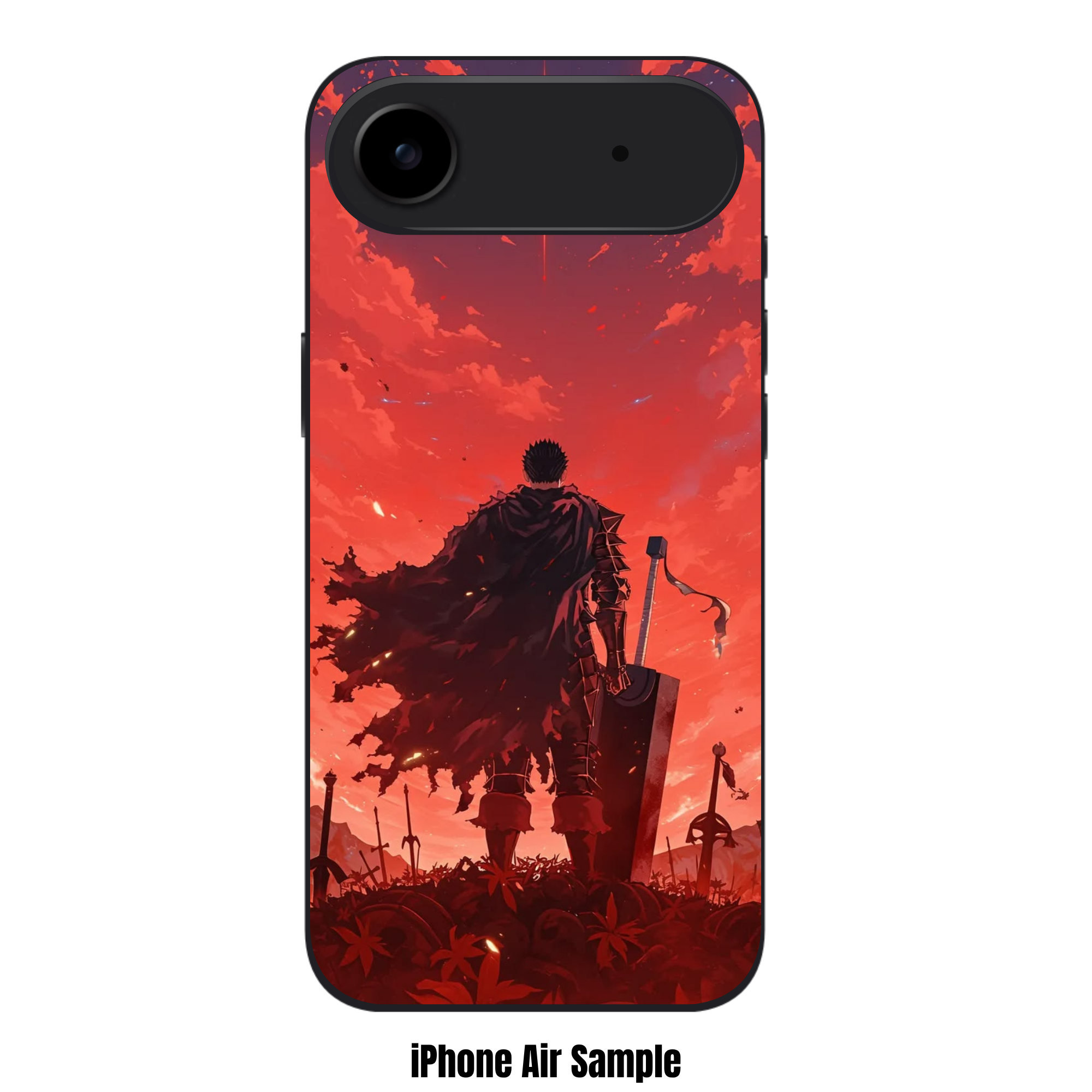 Berserk Guts Phone Case For iPhone Samsung Galaxy Pixel - Guts Standing In A Field Of Swords Under A Crimson Sky