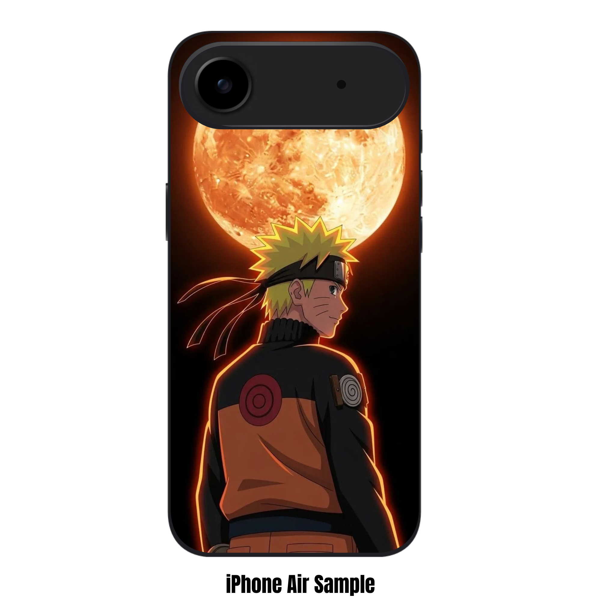 Naruto Phone Case For iPhone Samsung Galaxy Pixel - Naruto Uzumaki Looking Back Under A Large Glowing Orange Moon