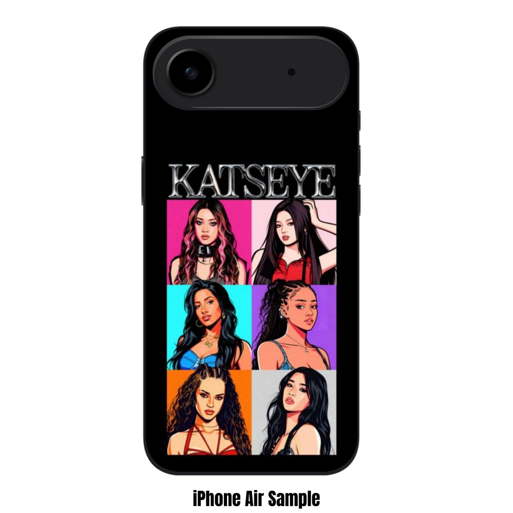 Katseye Phone Case For iPhone Samsung Galaxy Pixel - Katseye Pop Art Illustration Panels On Black Background